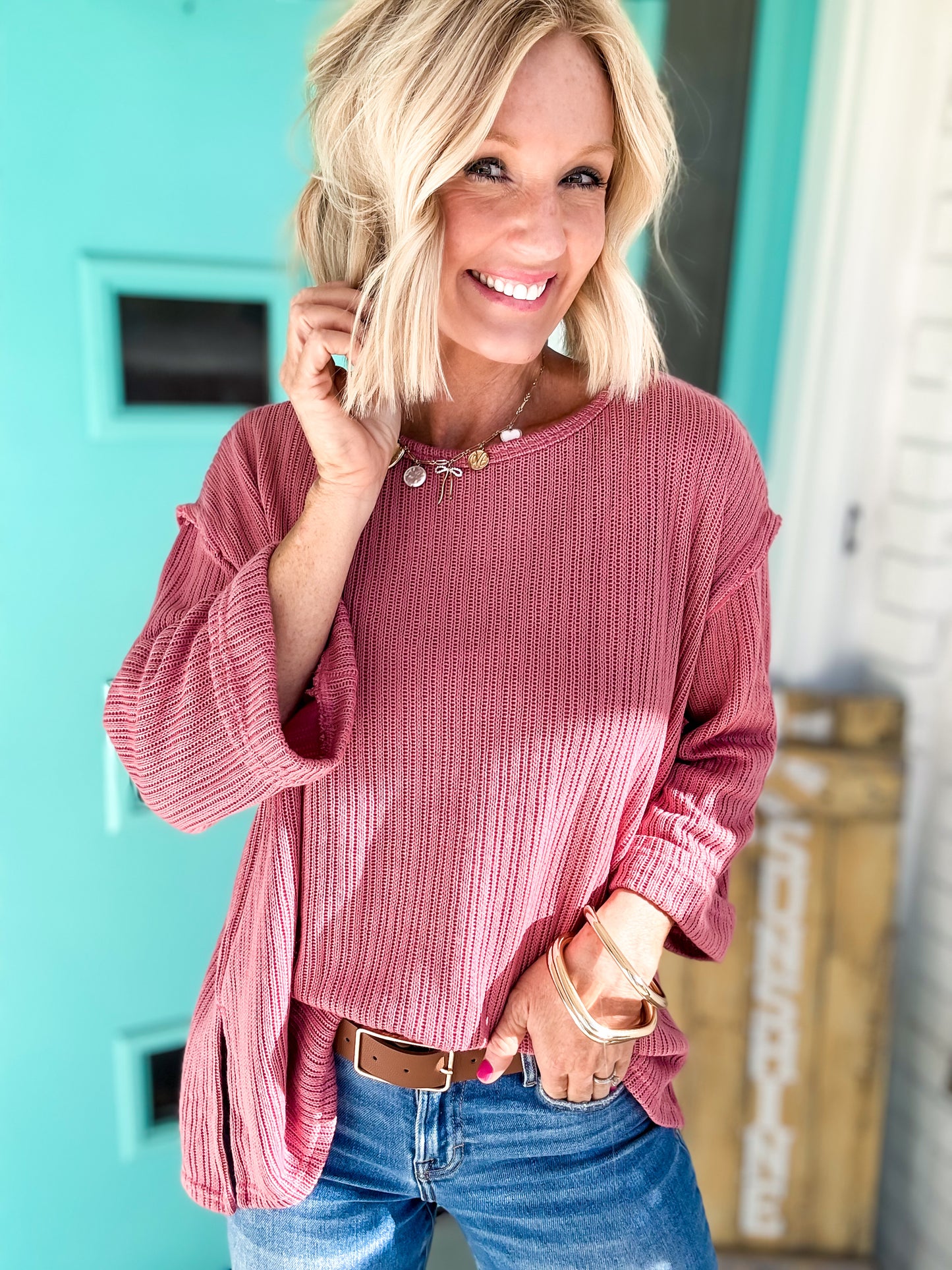 Dusty Rose Luxe Textured Top