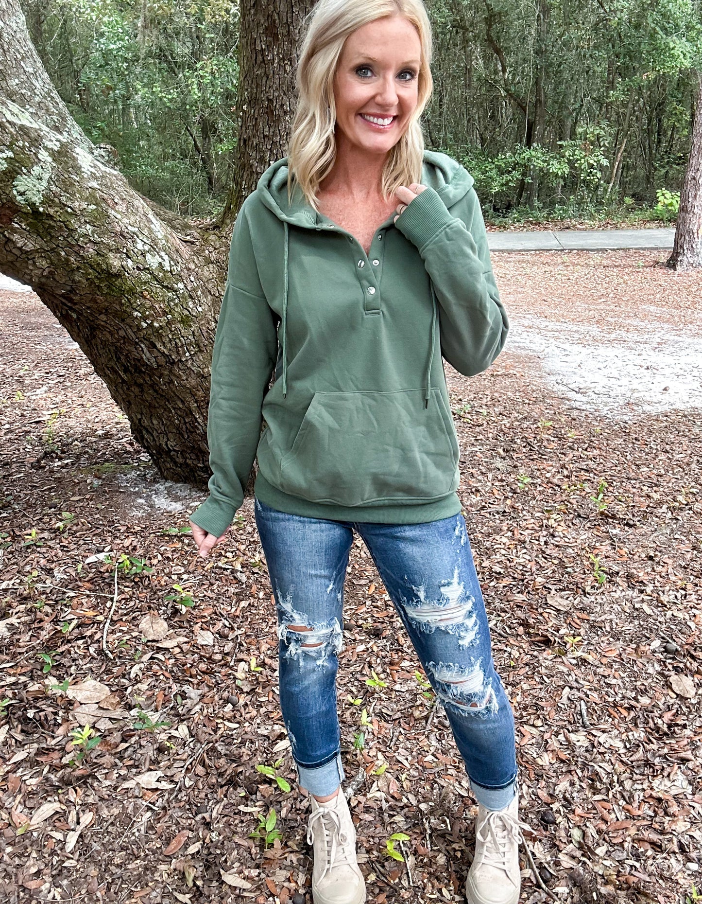 Twenty 17 Button Henley Hoodie