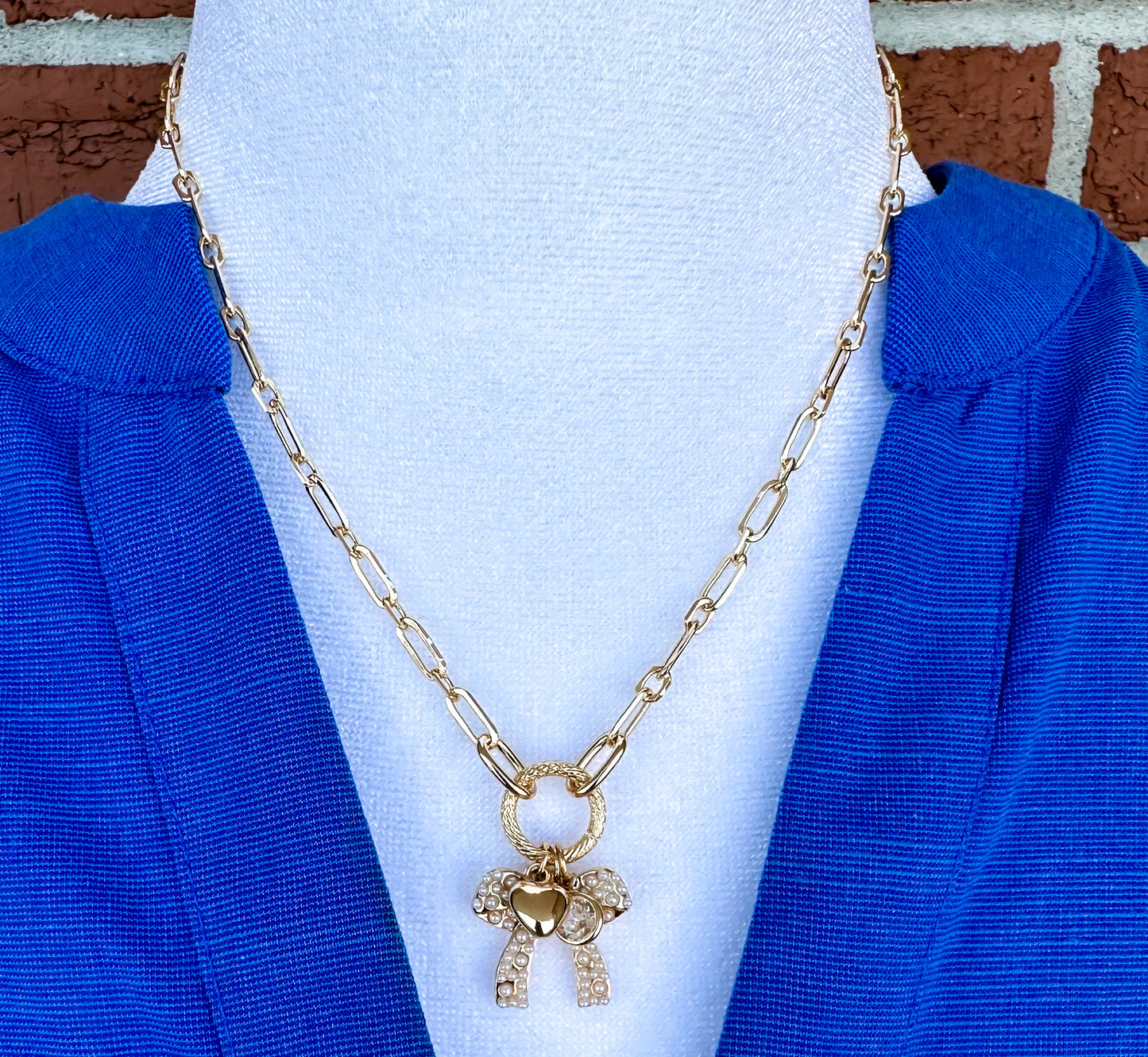 Heart & Bow Charm Necklace
