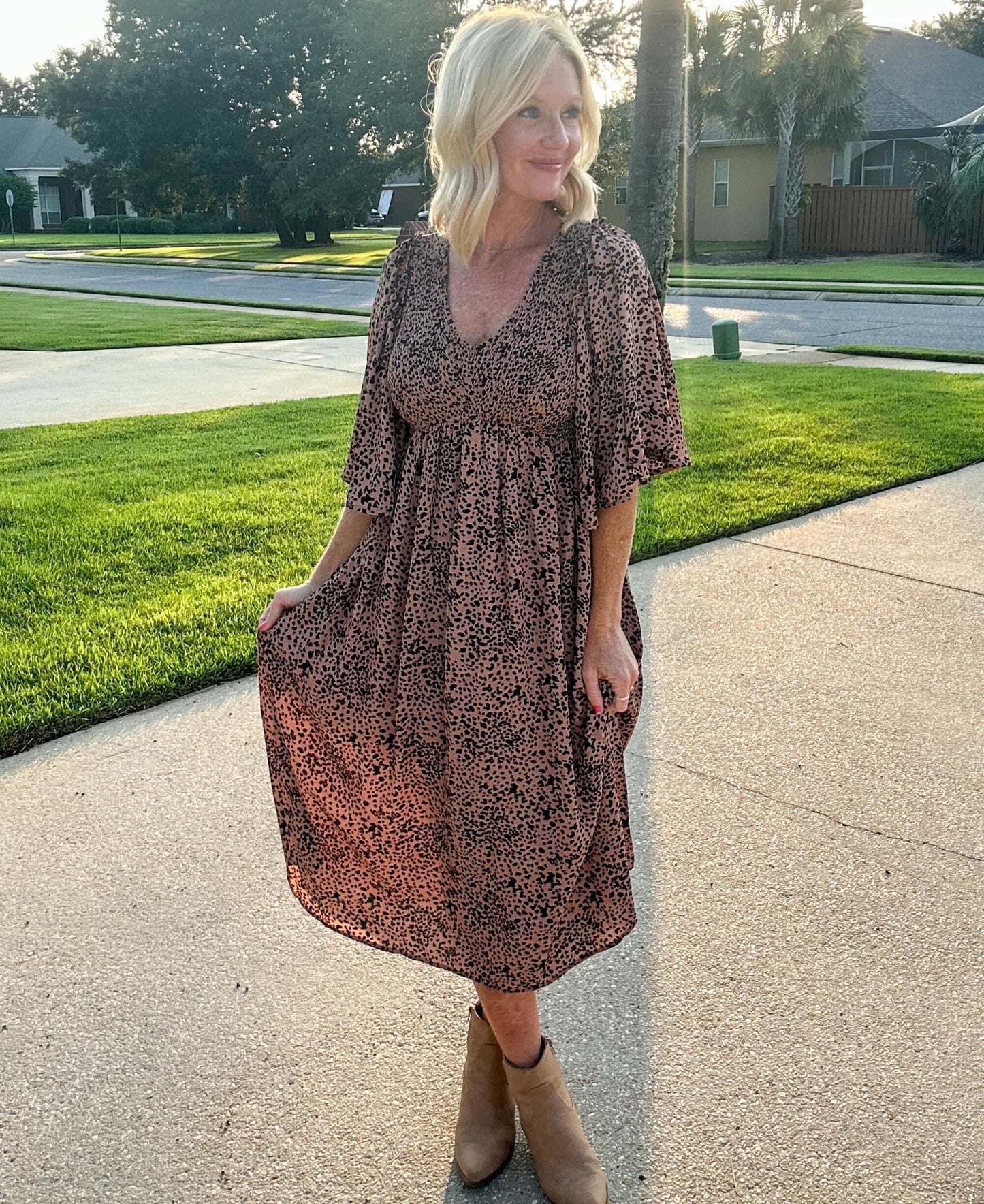 Geo Print Flutter Style Dress