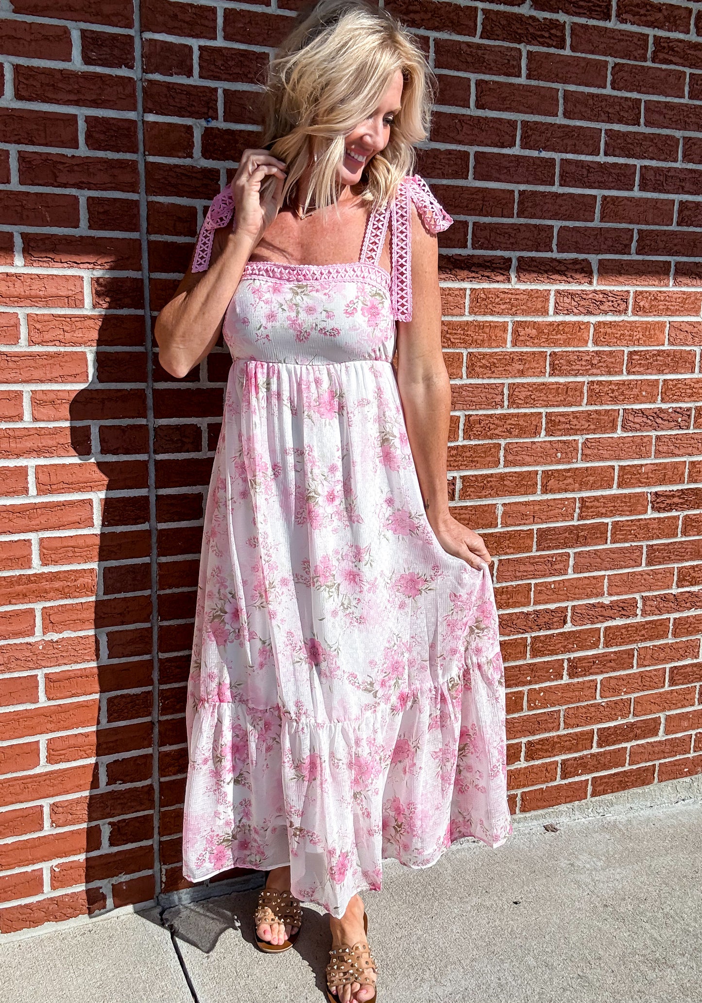 Rose Whisper Tie Straps Dress