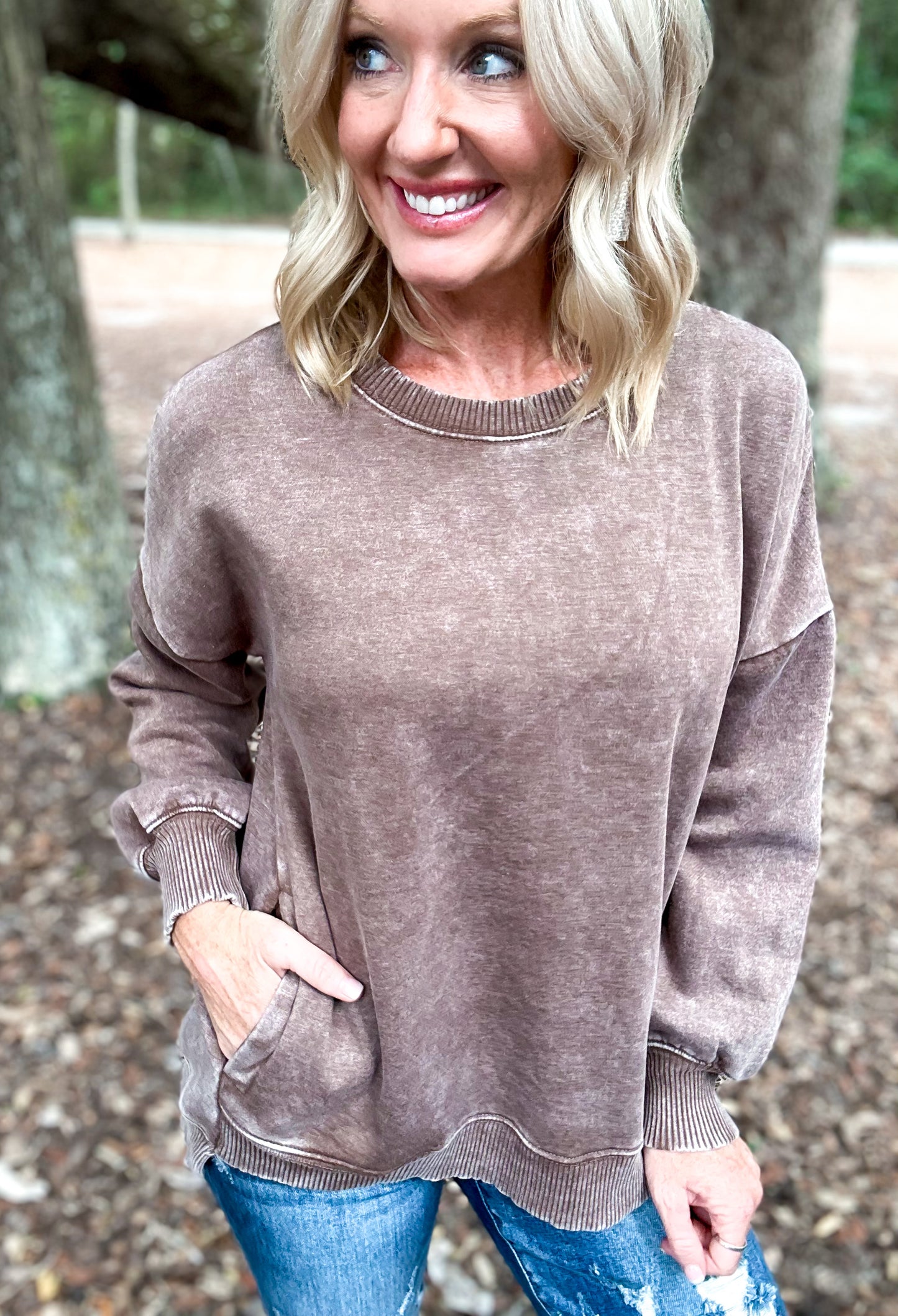 Abby Acid Wash Fleece Pullover