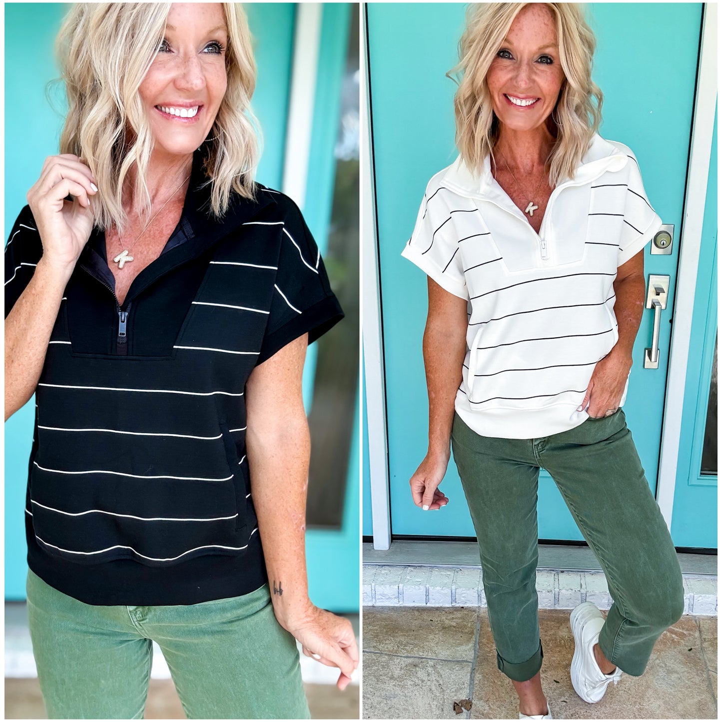 Londyn Luxe Scuba Short Sleeve Pullover