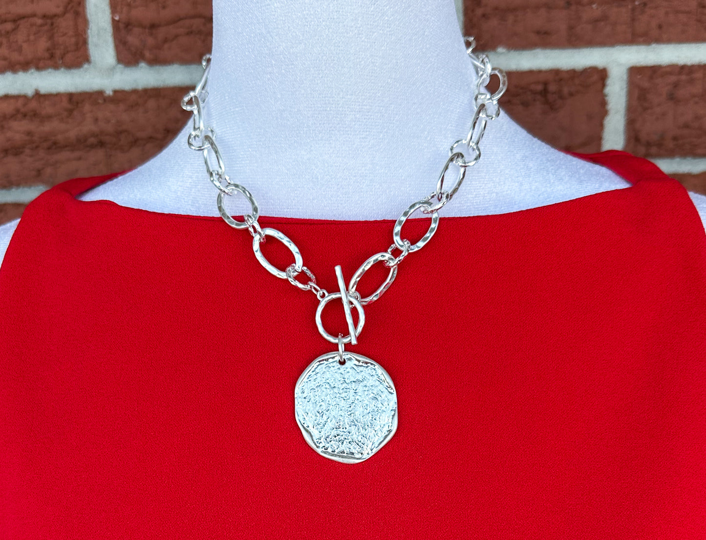 Hammered Coin Charm Necklace
