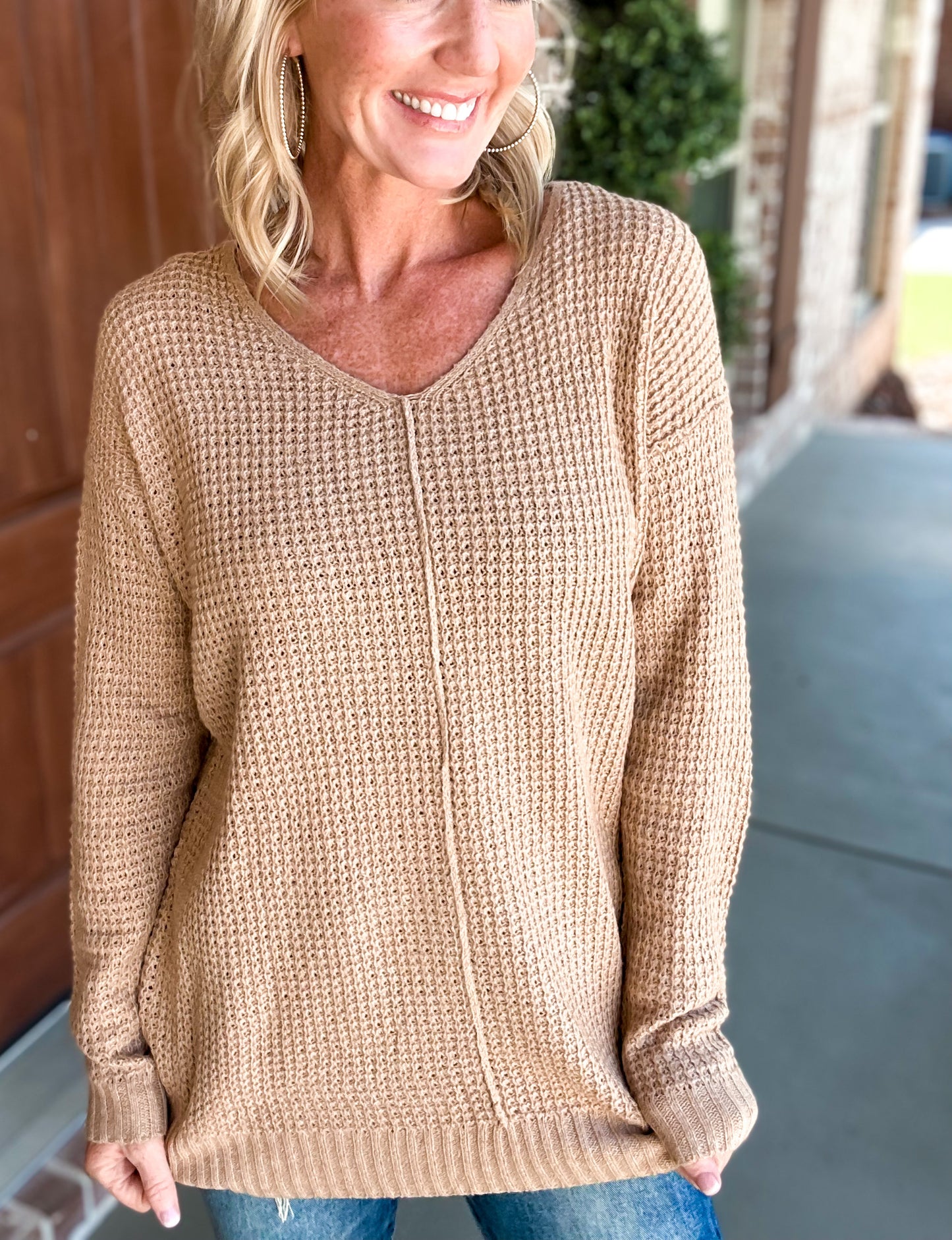 Can't Go Back V Neck Side Slit Pullover