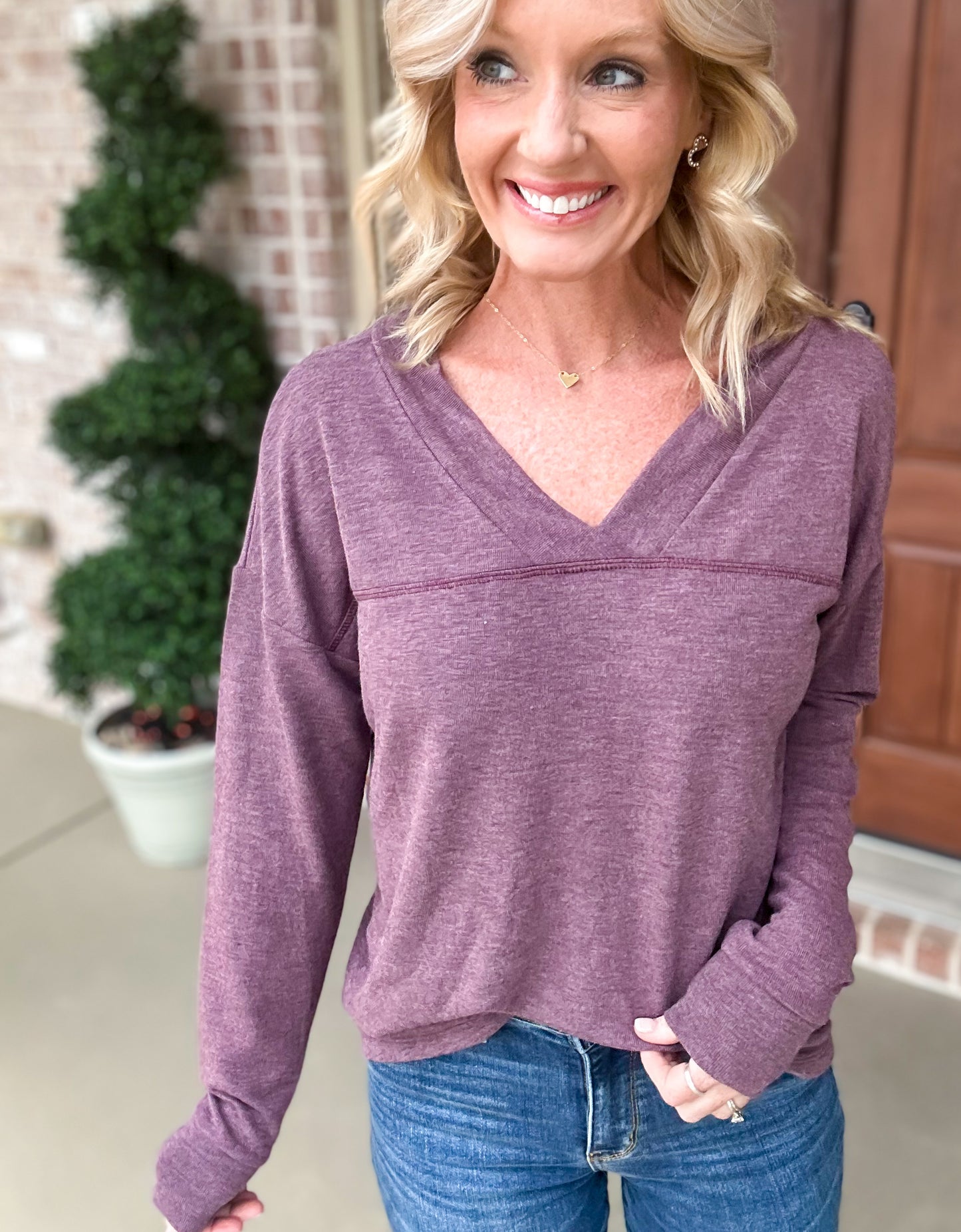 Dirty Little Secret Double V Neck Top