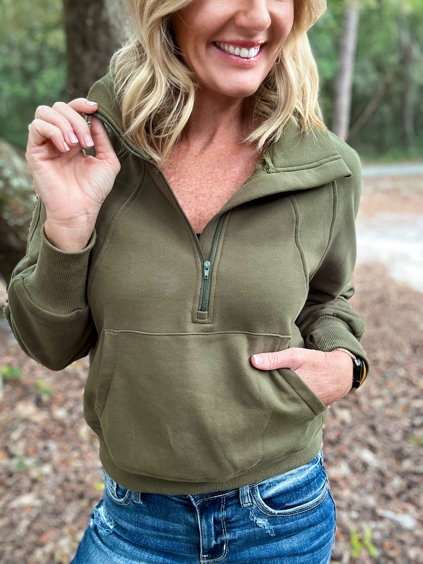 Twenty 17 Quarter Zip Olive Dupe Pullover