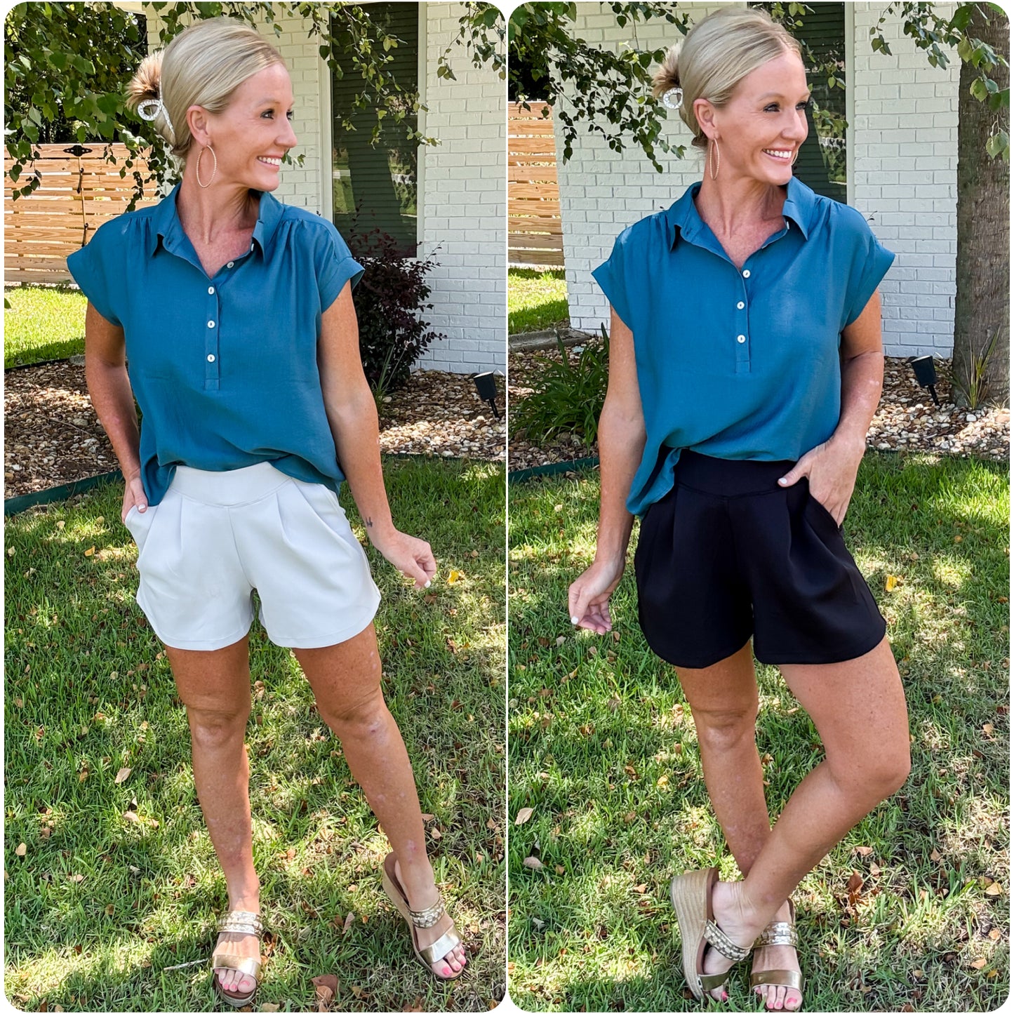 Pleated Trouser Shorts by Mono B