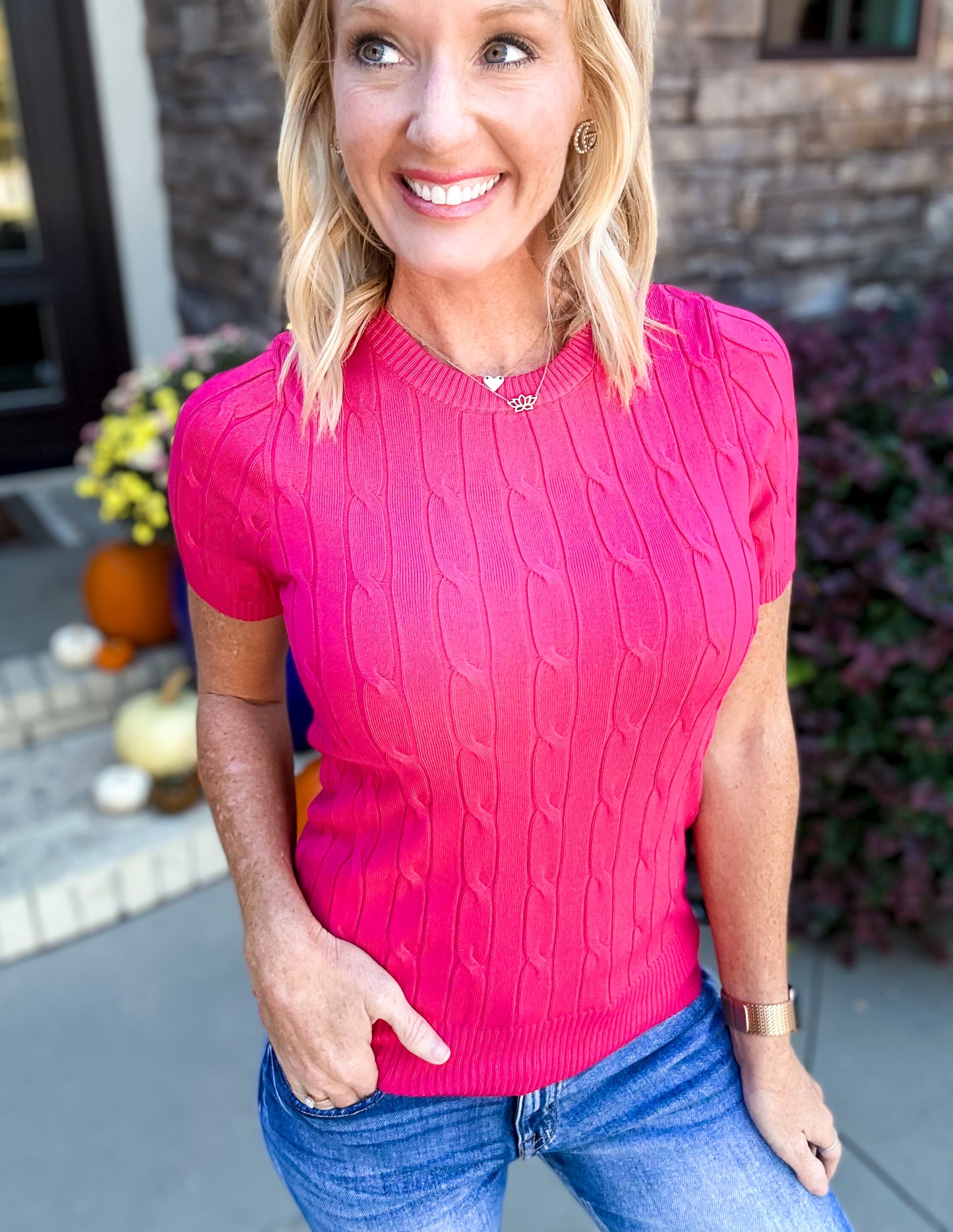 The Carmen Cable Knit SS Sweater