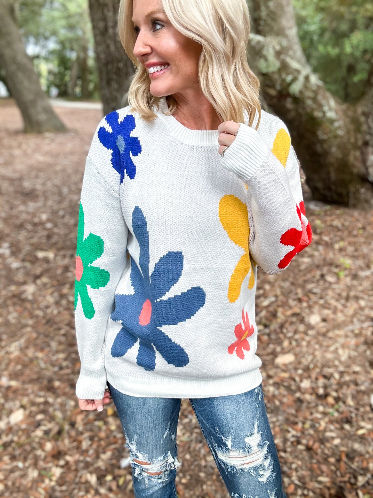 Bed of Flowers Pattern Sweater
