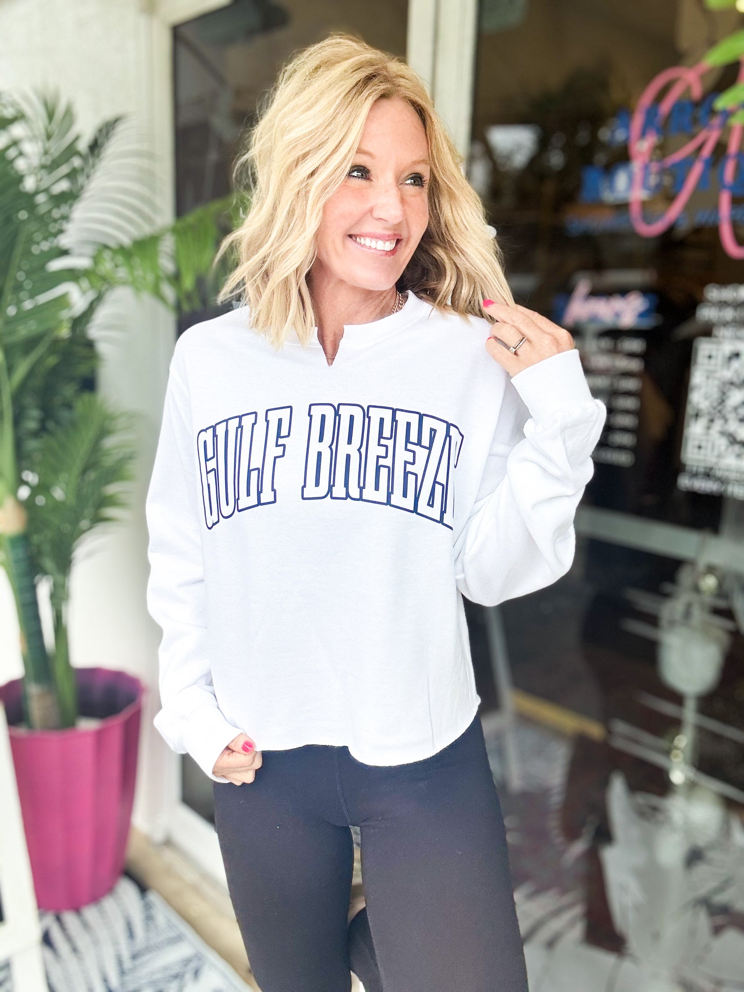 GULF BREEZE Raw Edge Pullover