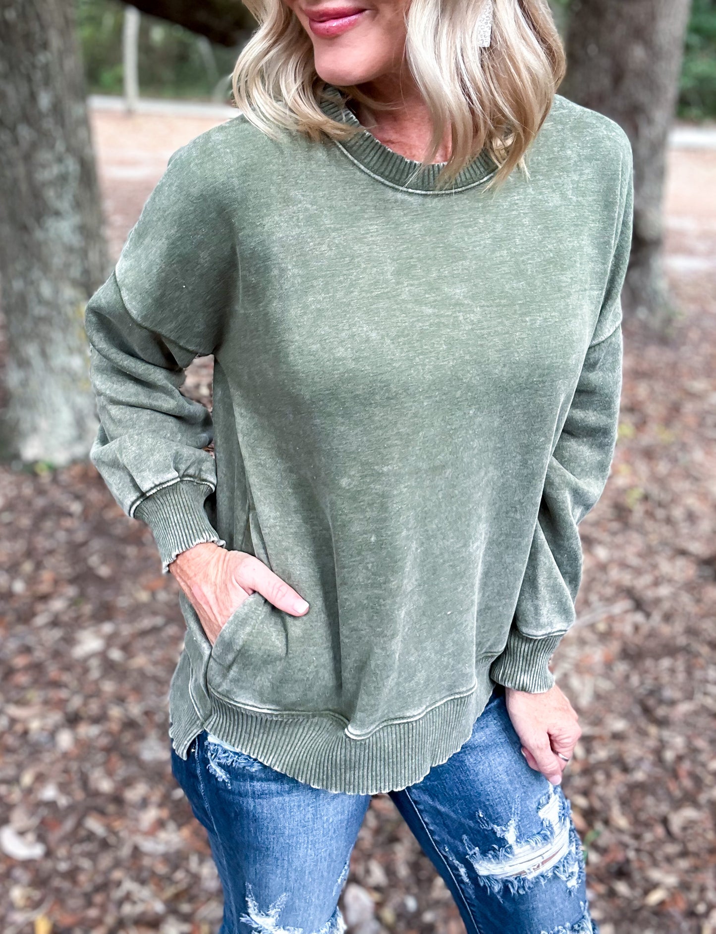 Abby Acid Wash Fleece Pullover