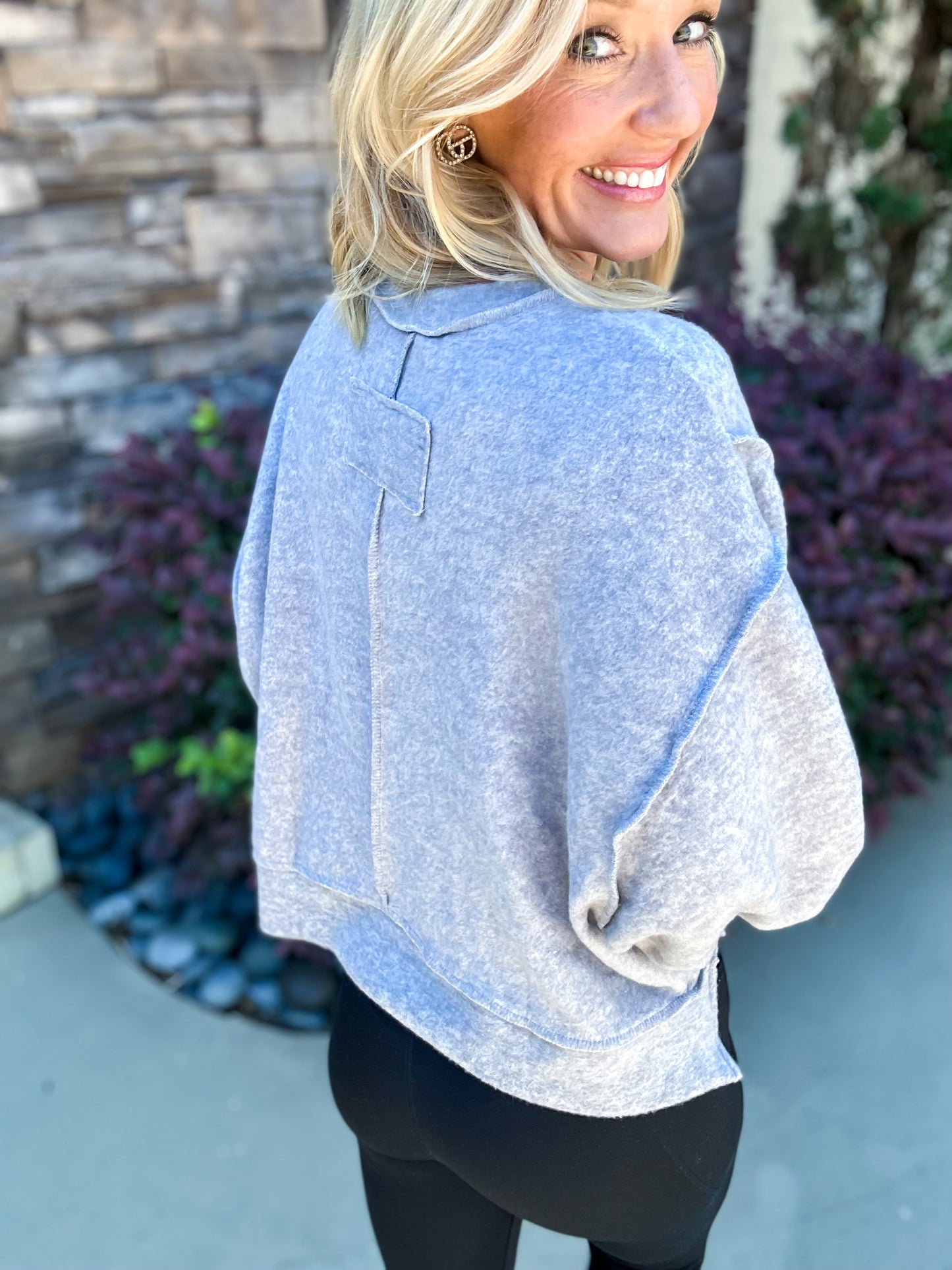 BOXY SOFT Cropped Side Slit Pullover