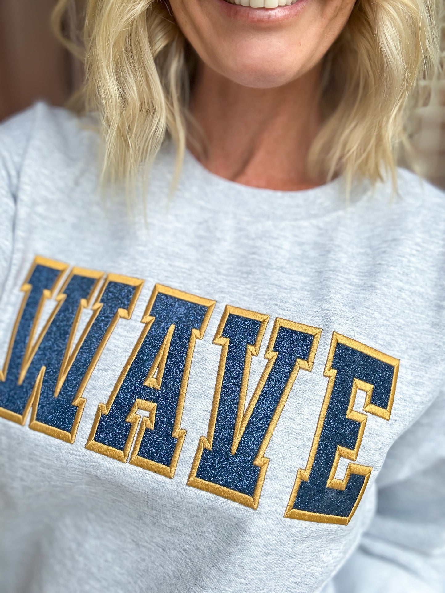 Wave Glitter Embroidered Sweatshirt