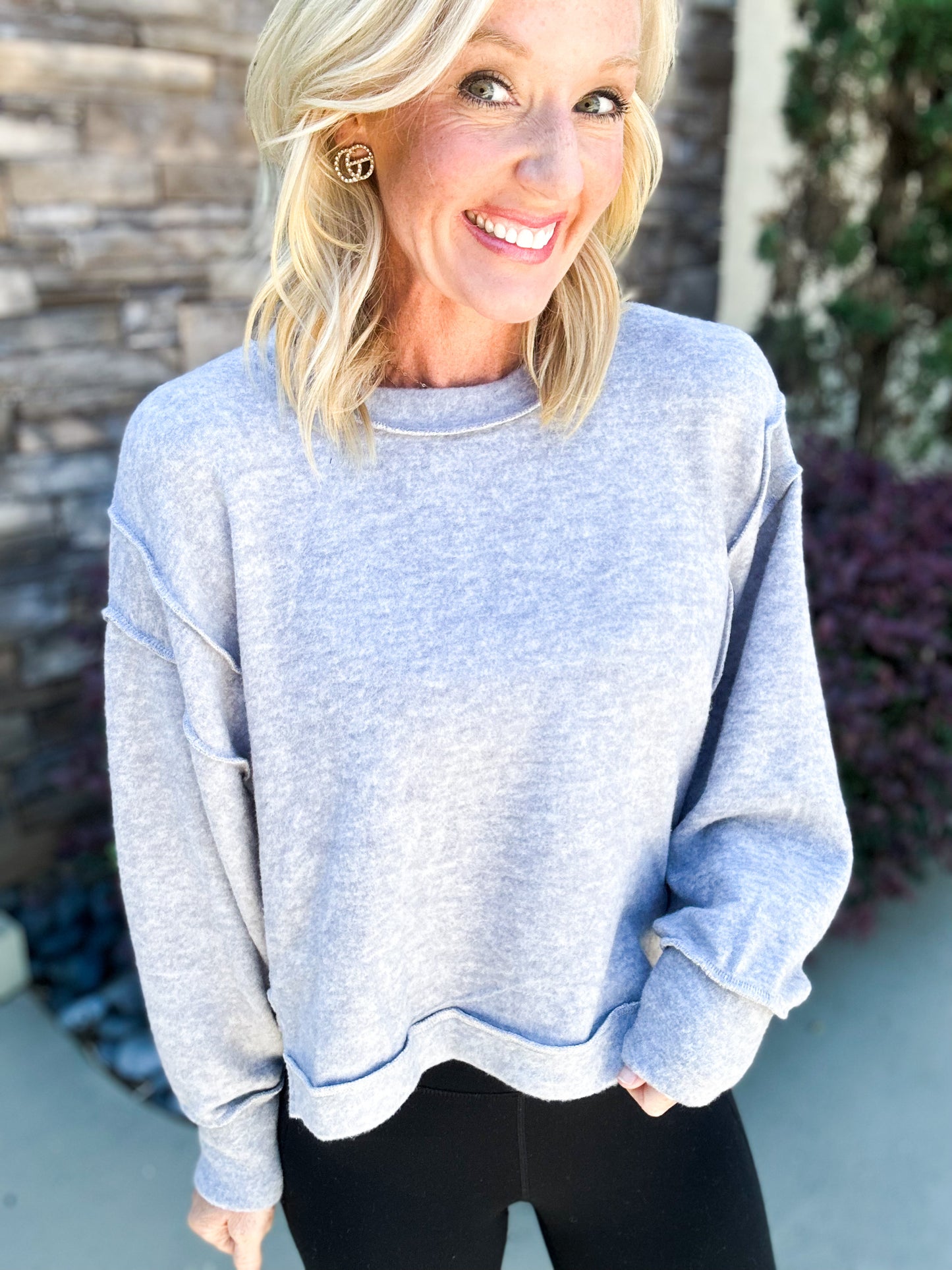 BOXY SOFT Cropped Side Slit Pullover