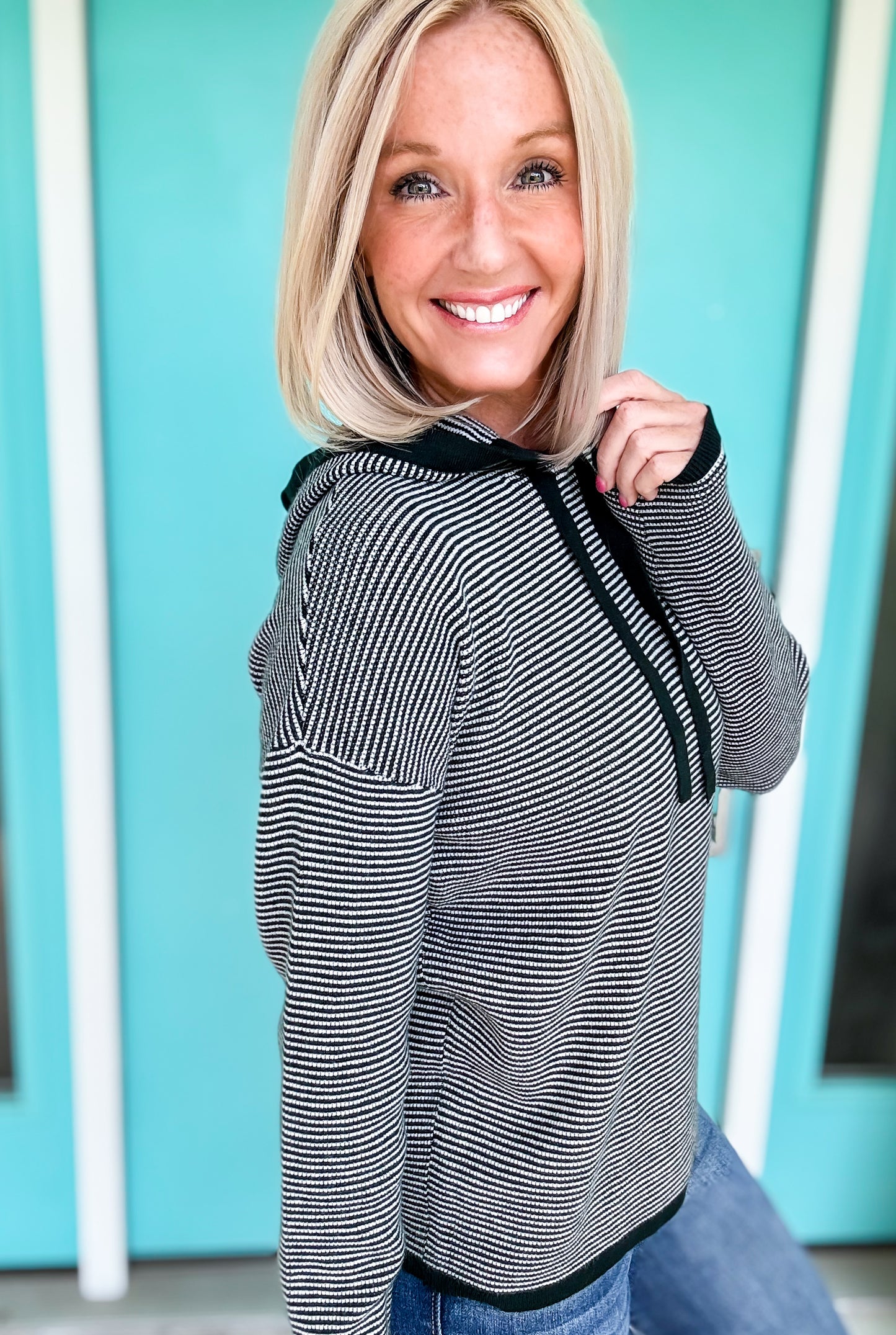 Cozy Grid Sweater Hoodie