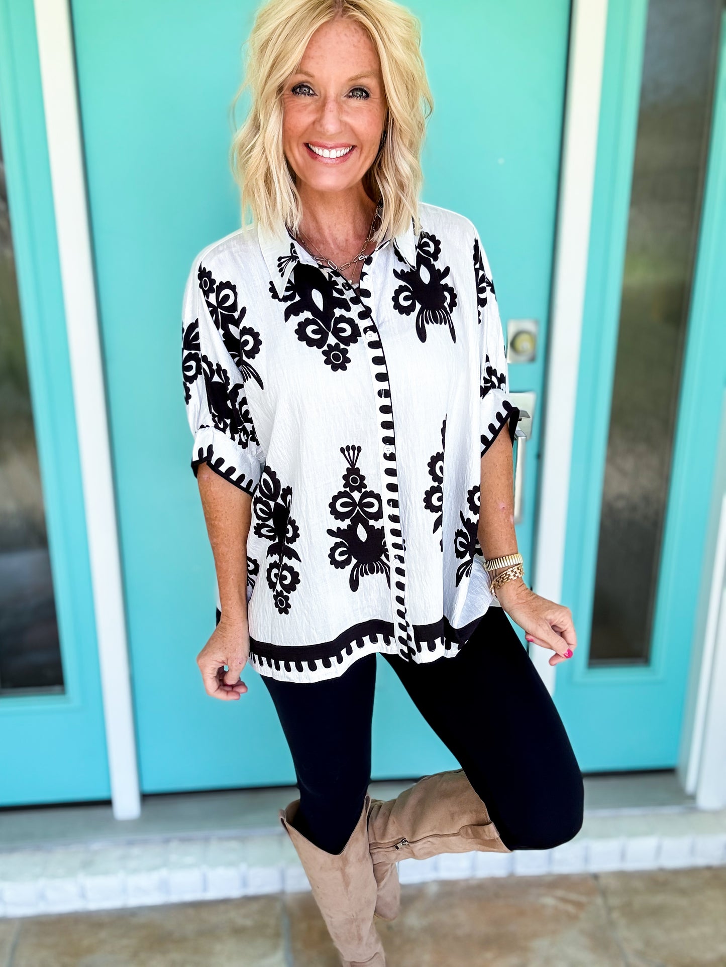Bold Stroked Button Down Top