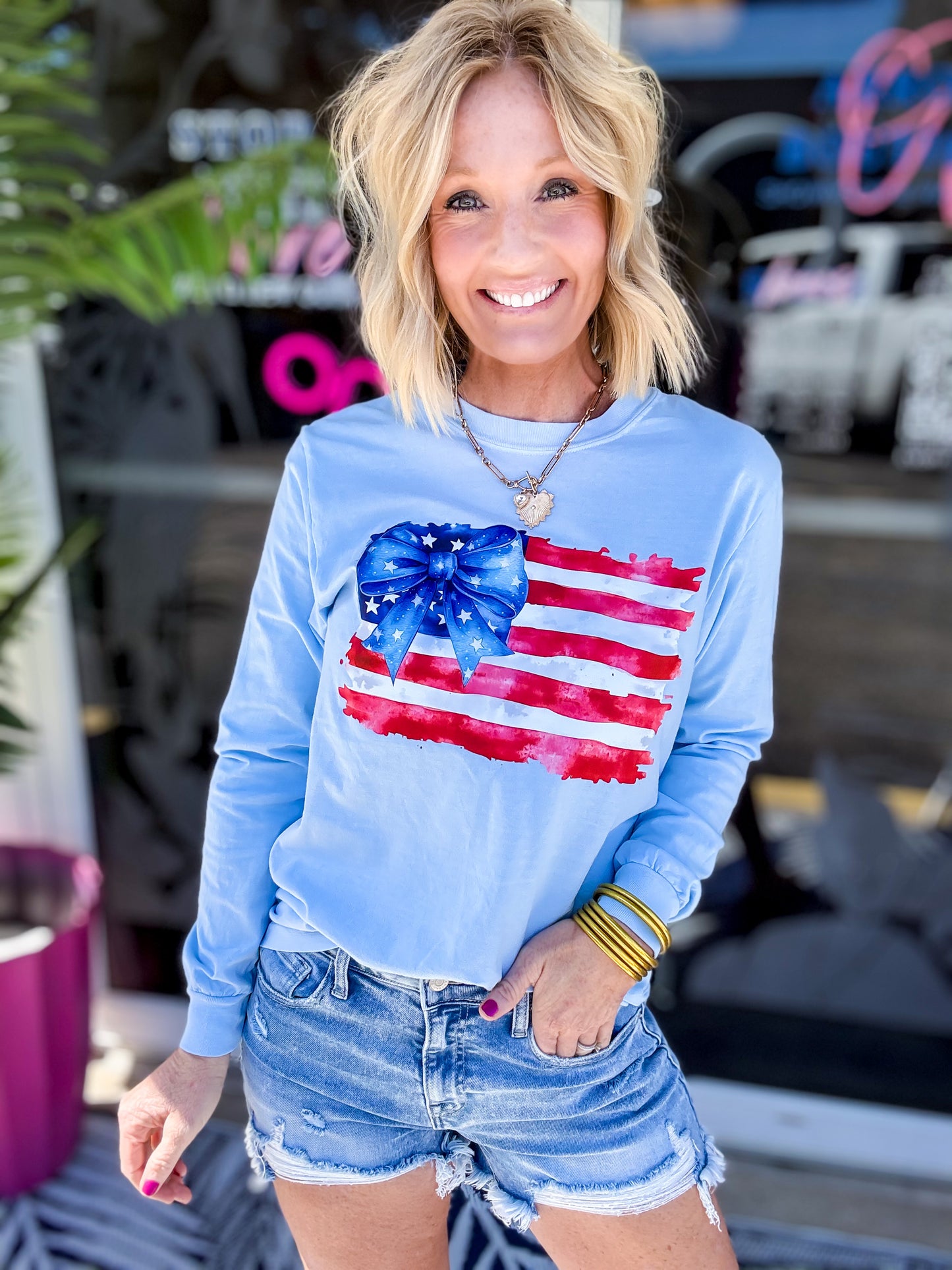 Flag Bow Comfort Colors Tee/Tank