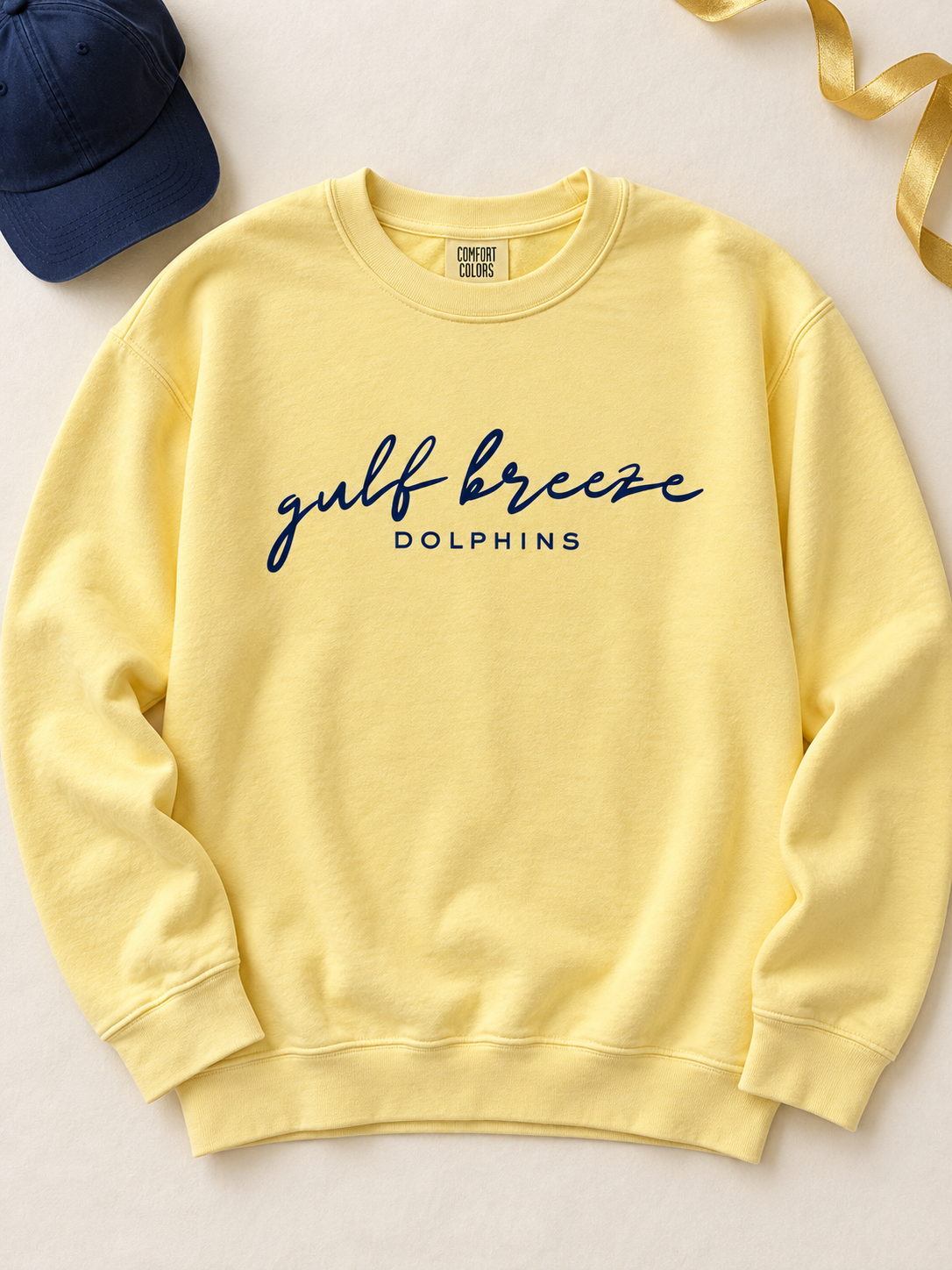 Cursive Gulf Breeze Yellow Comfort Colors Sweatshirt