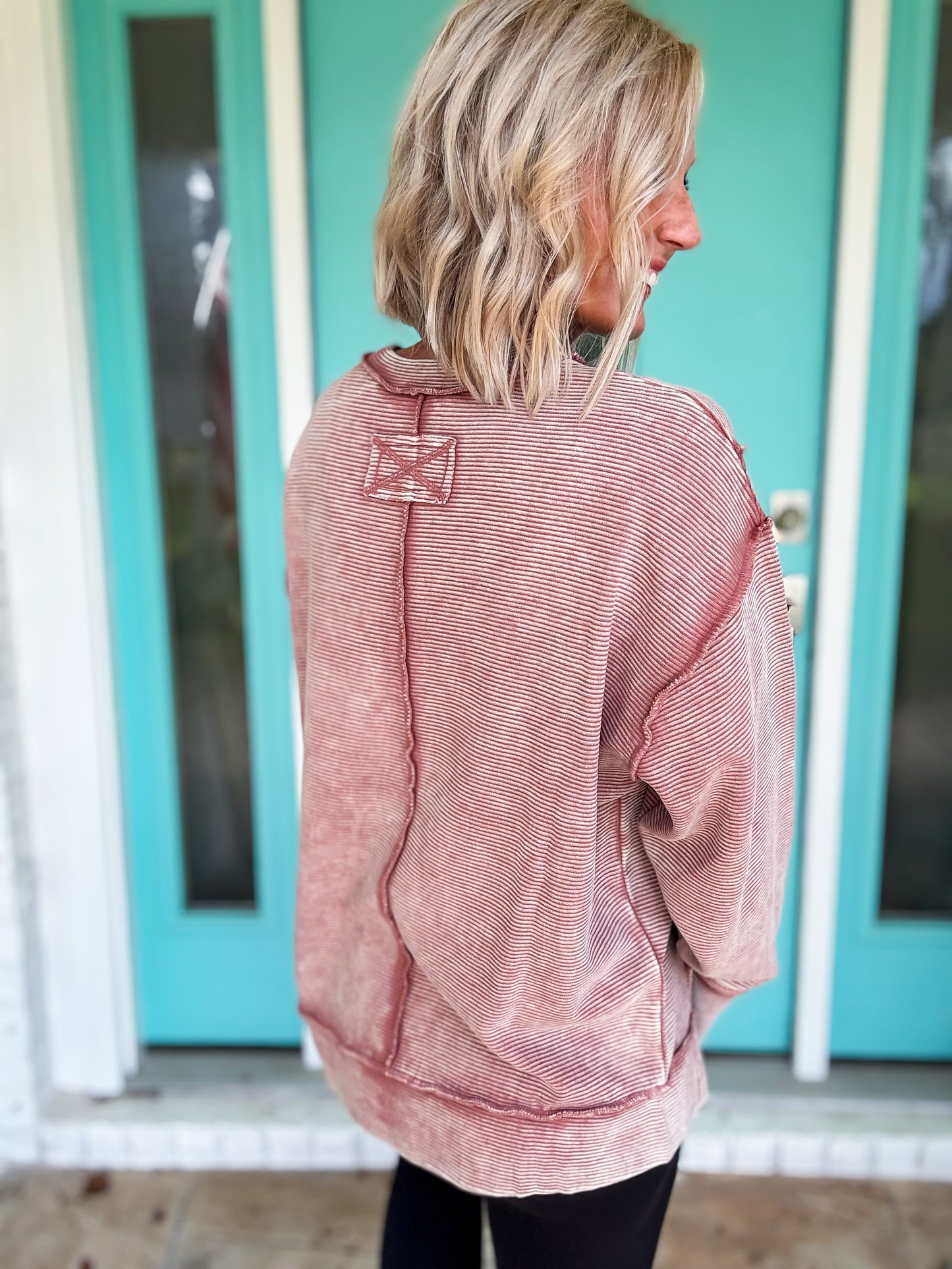 Faded Rosewood Ribbed Pullover
