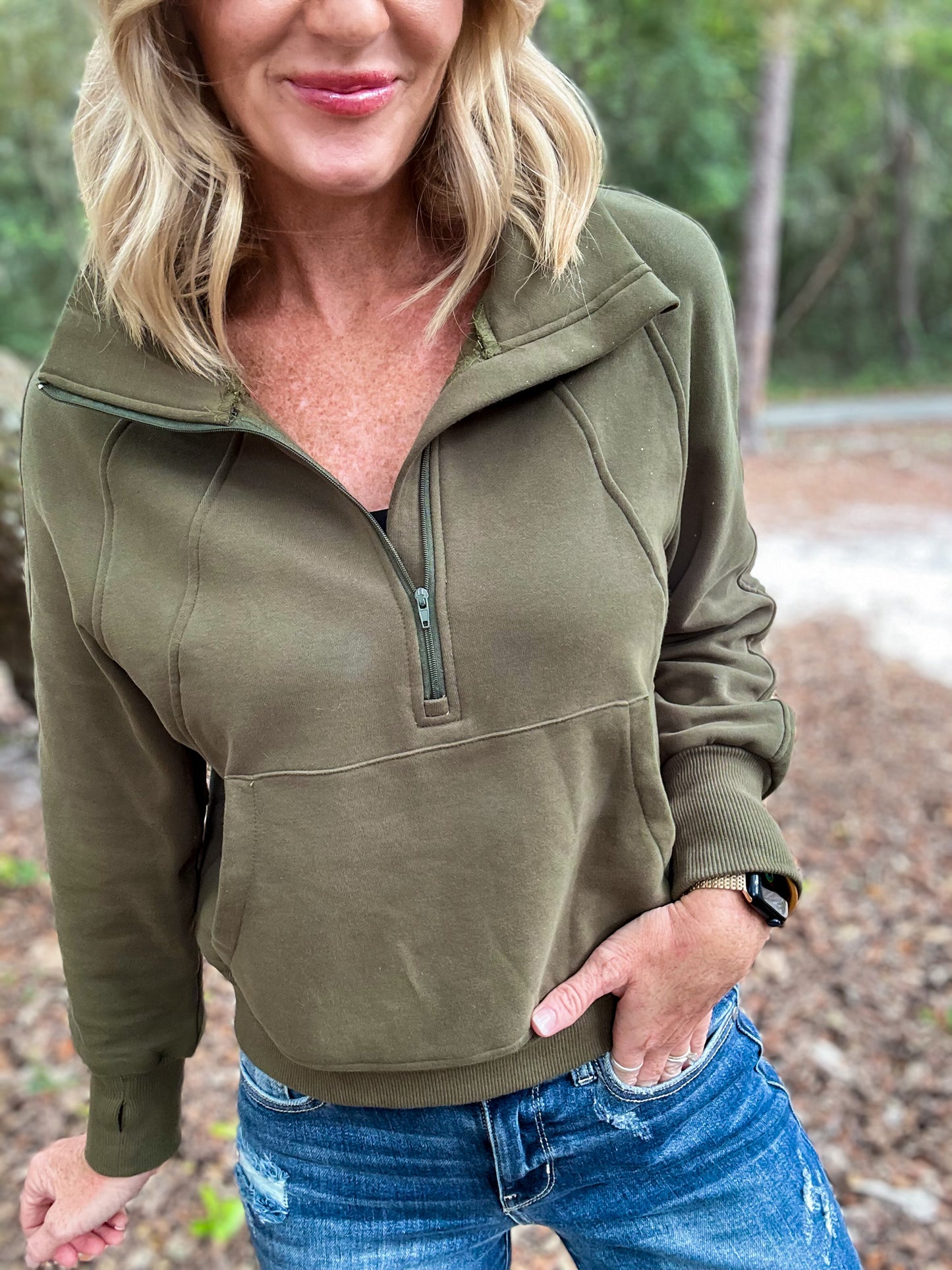 Twenty 17 Quarter Zip Olive Dupe Pullover
