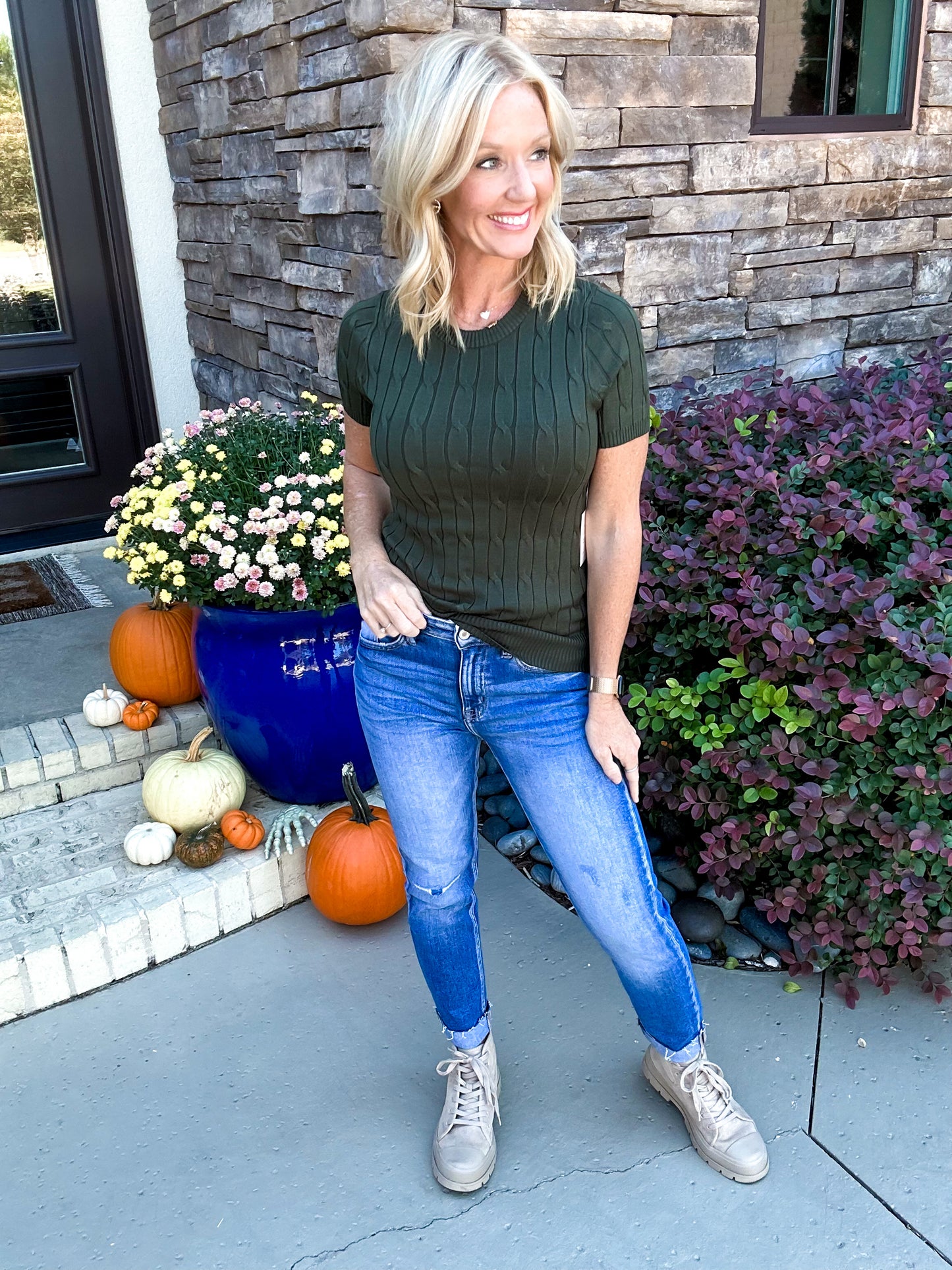 The Carmen Cable Knit SS Sweater