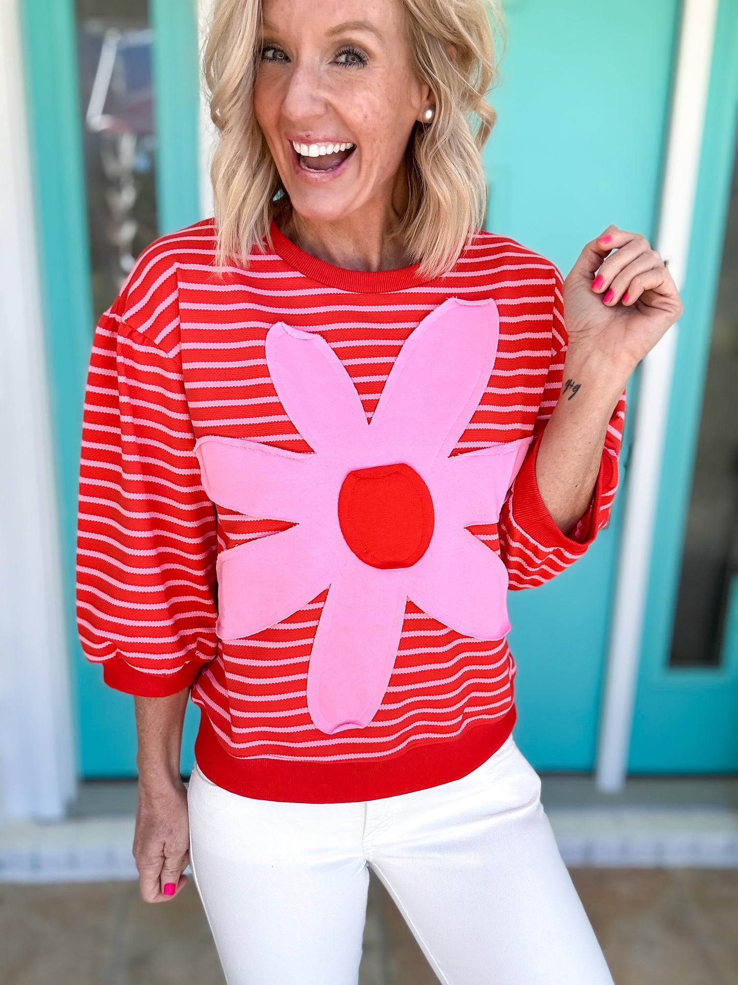 Striped Flower Patch Blouse