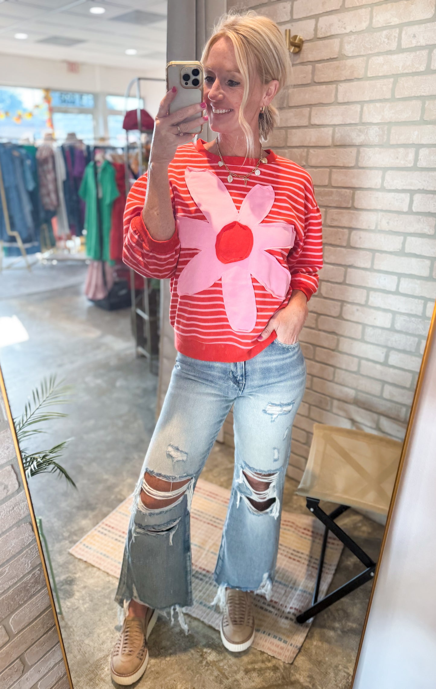 Striped Flower Patch Blouse