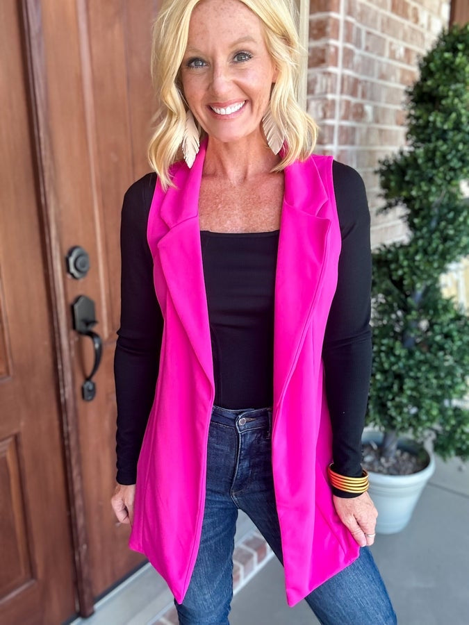 Don't Wanna Be Alone Tonight Pink Crepe Vest