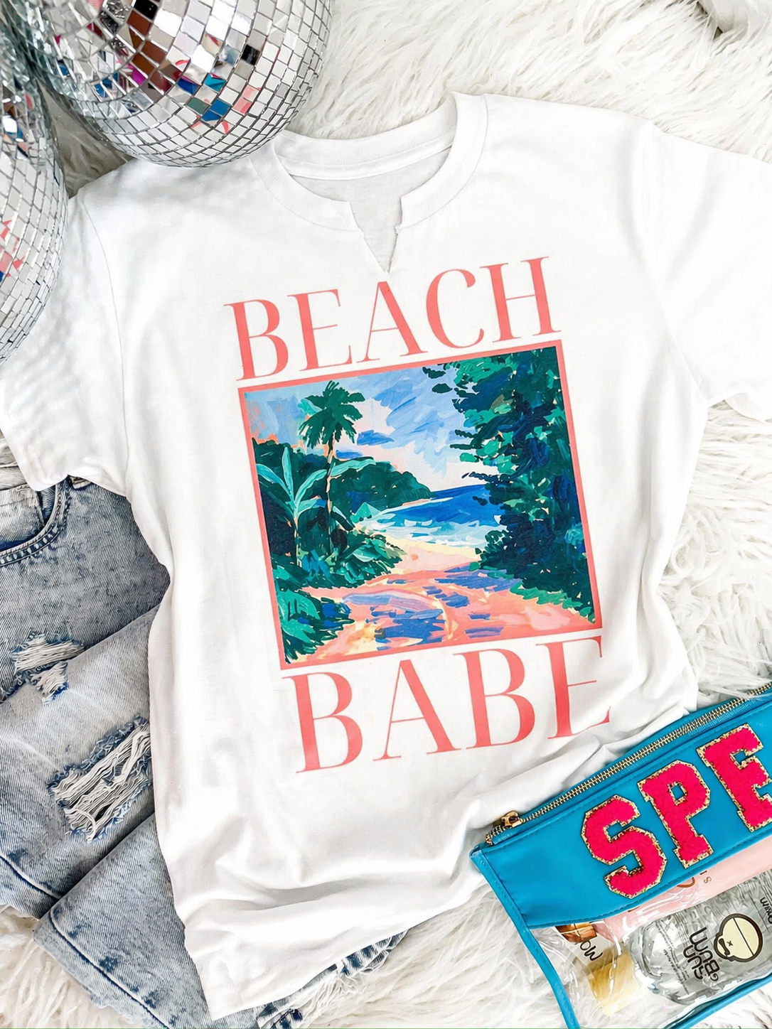 Beach Babe Notched Neck Tee