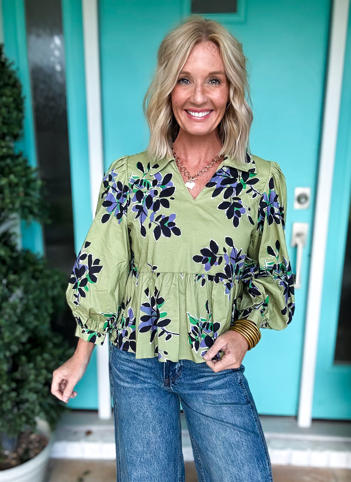 Fern & Floral Peplum Top