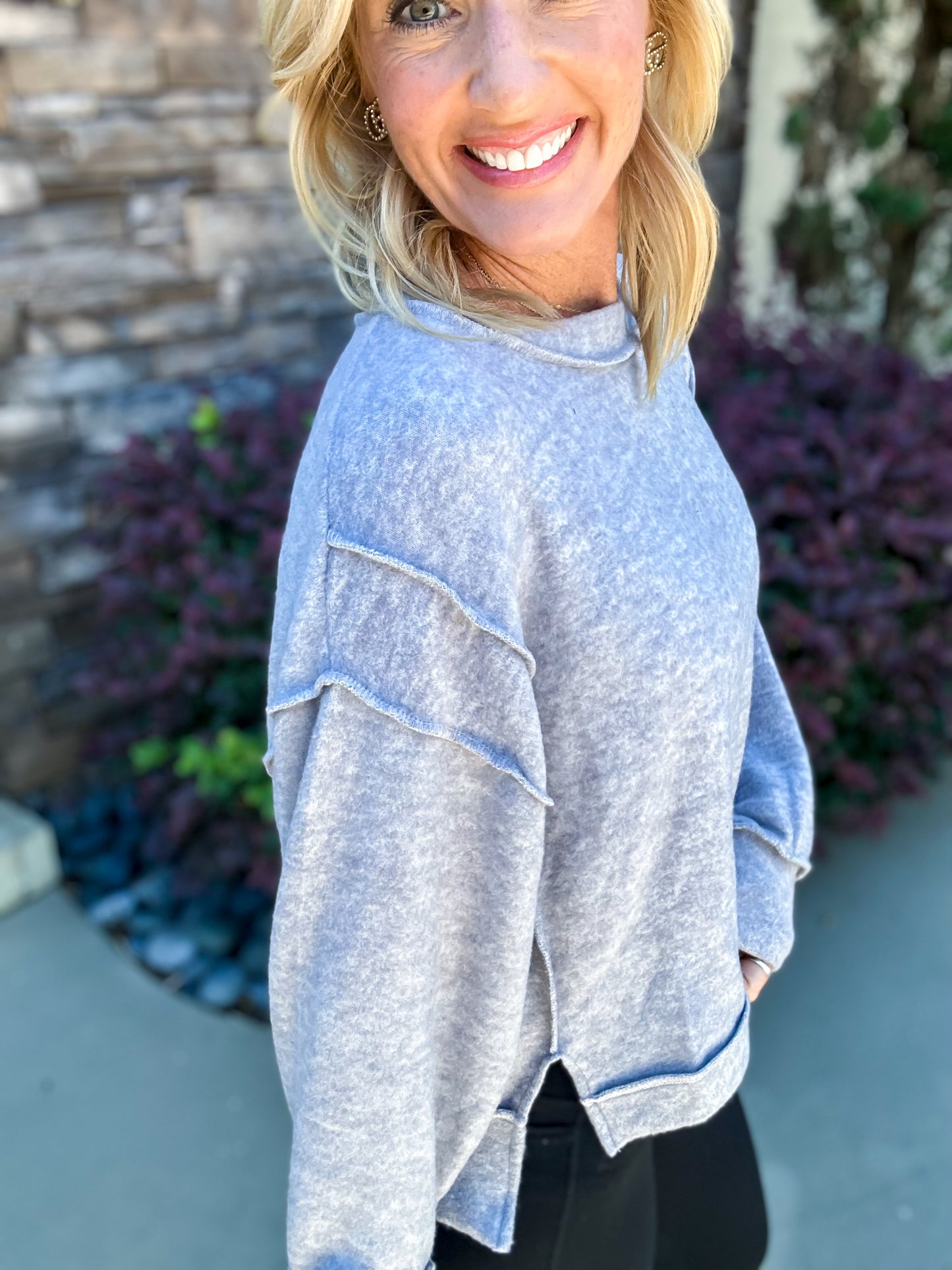 BOXY SOFT Cropped Side Slit Pullover