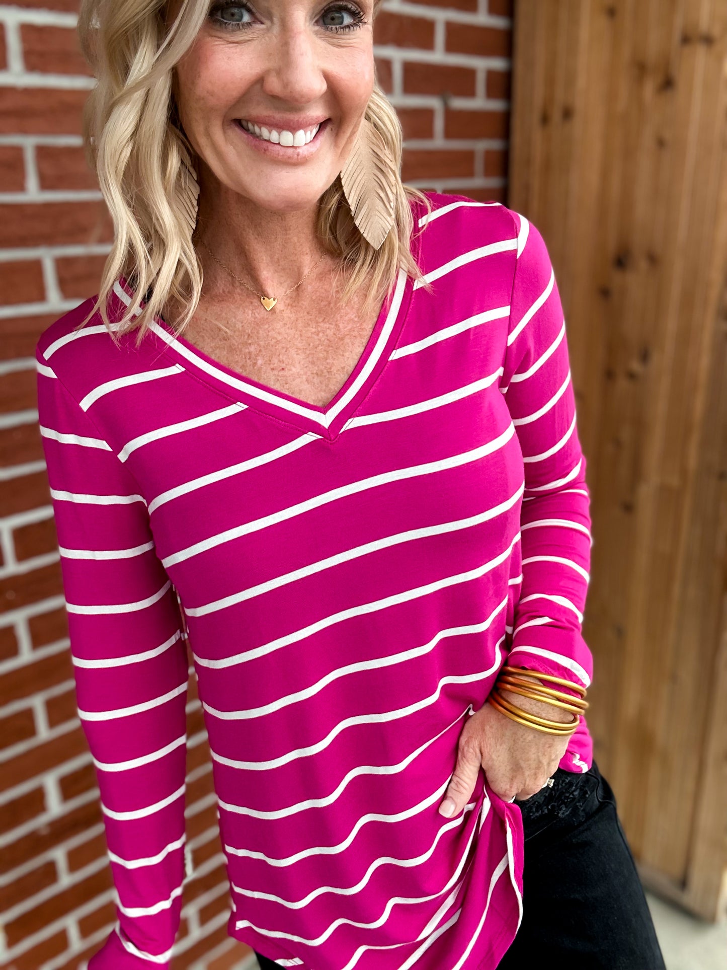 The Zara Striped V-Neck Top
