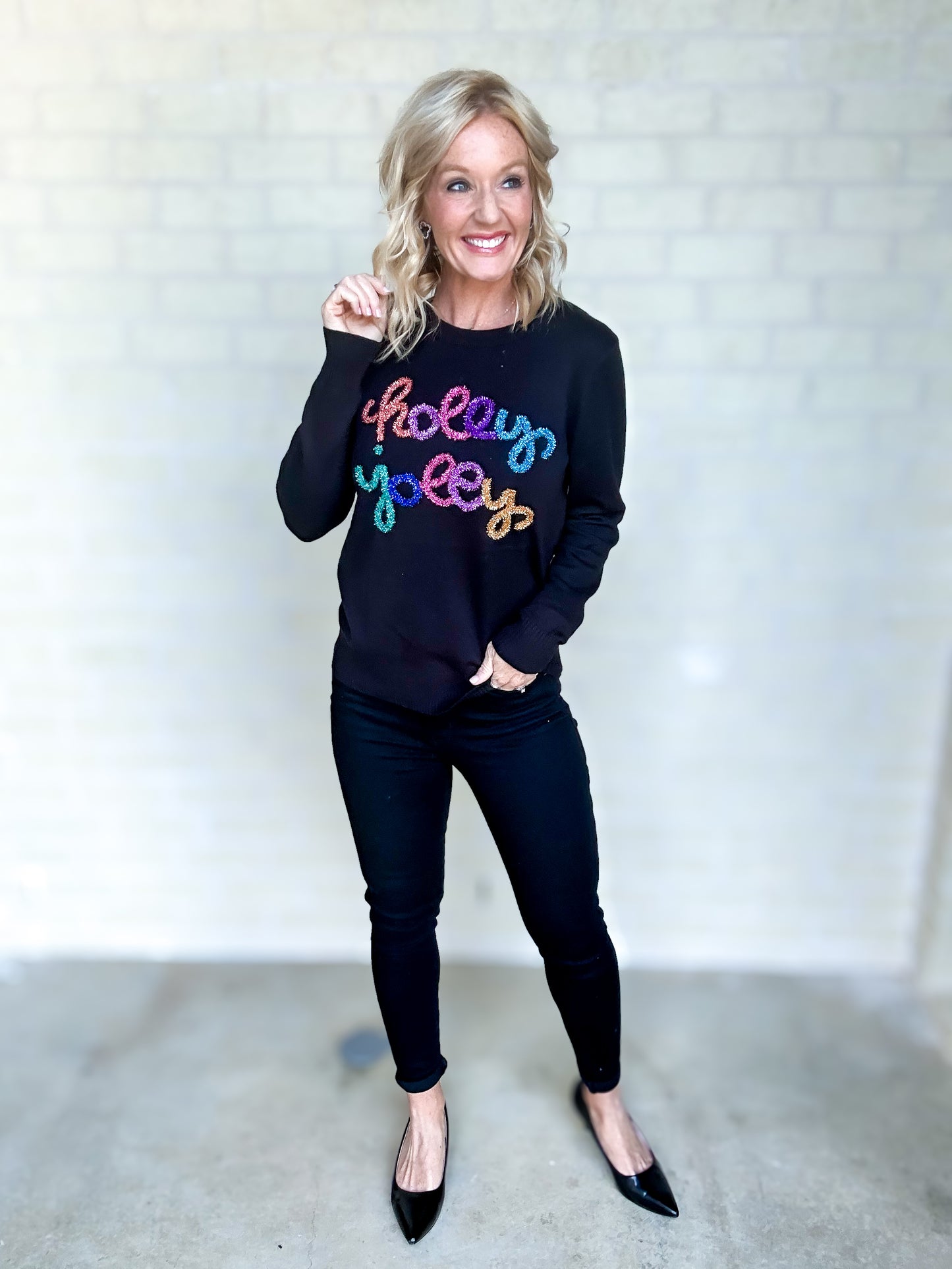 Holly Jolly Glitter Tinsel Sweater