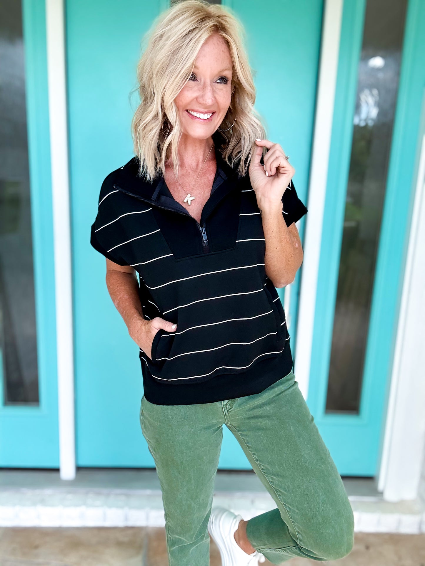 Londyn Luxe Scuba Short Sleeve Pullover
