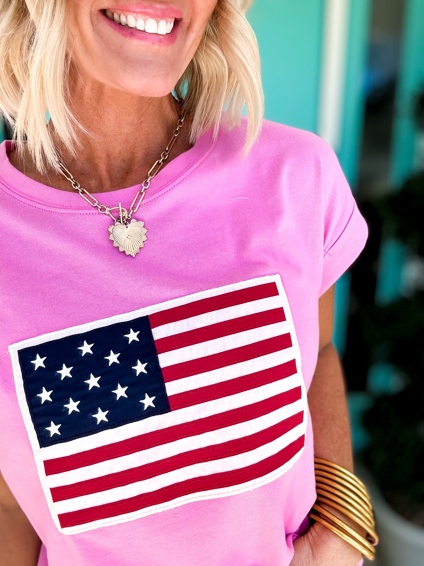 Americana Flag Cuffed Tee