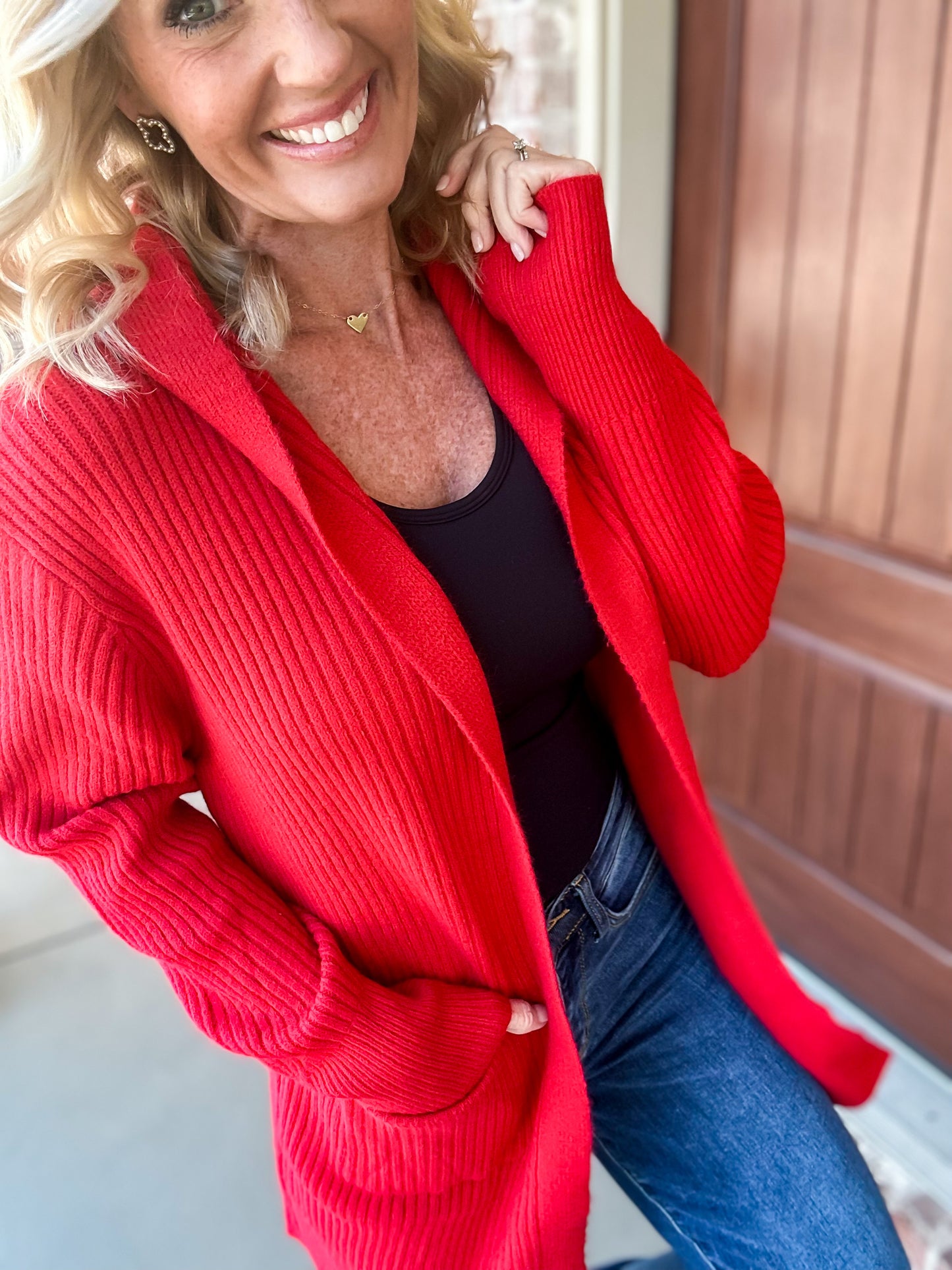 GAMEDAY Red Hooded Cardigan