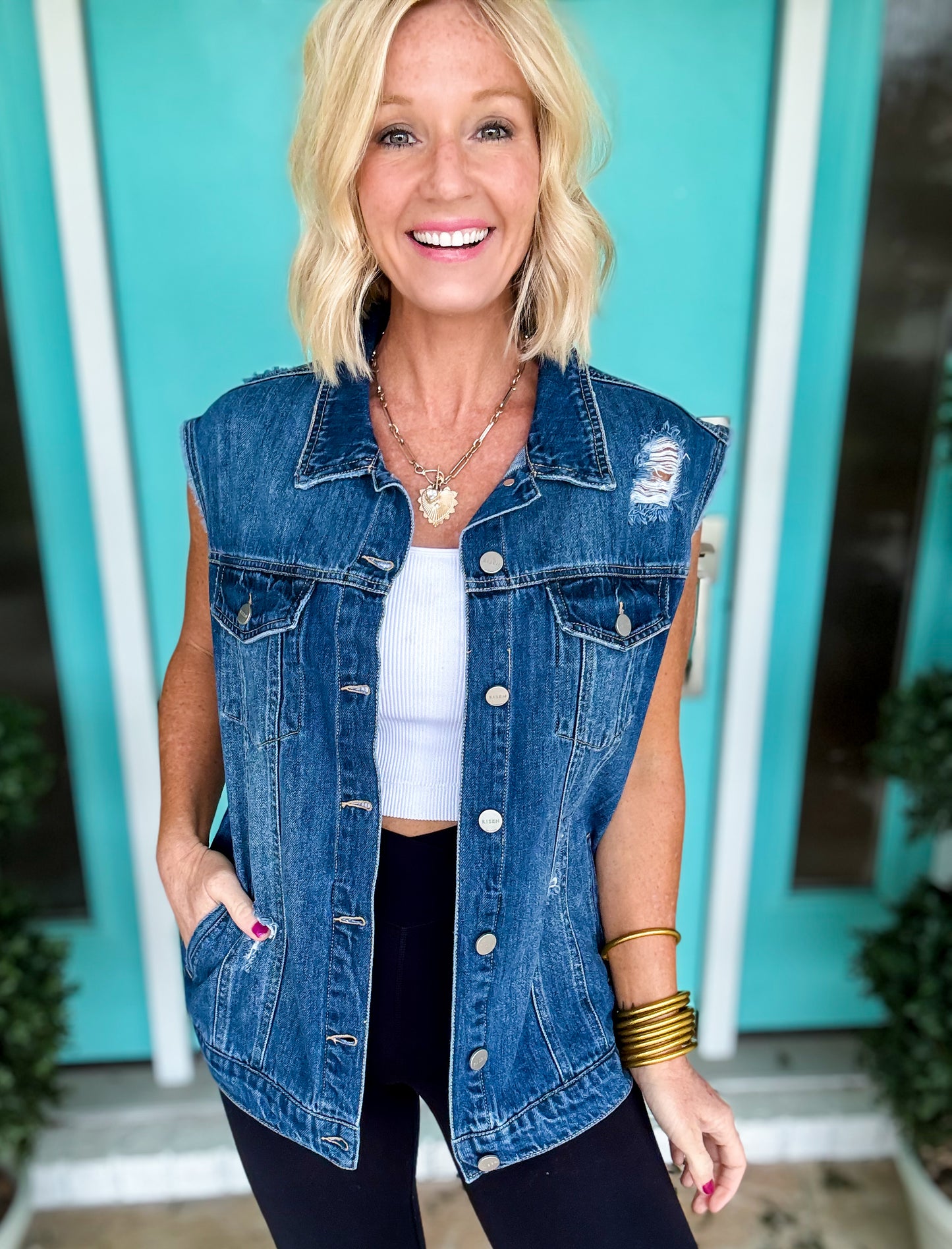 Front Row Denim Vest by Risen