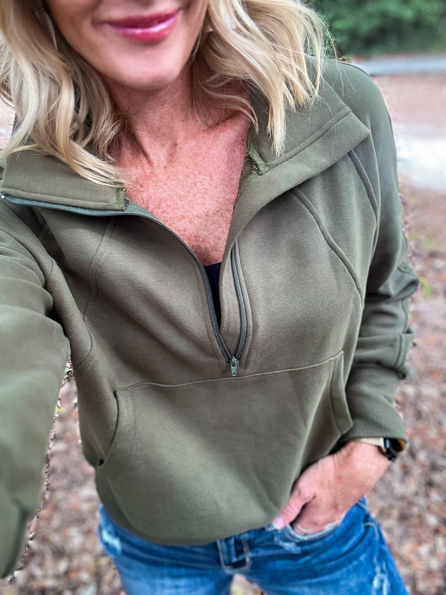 Twenty 17 Quarter Zip Olive Dupe Pullover