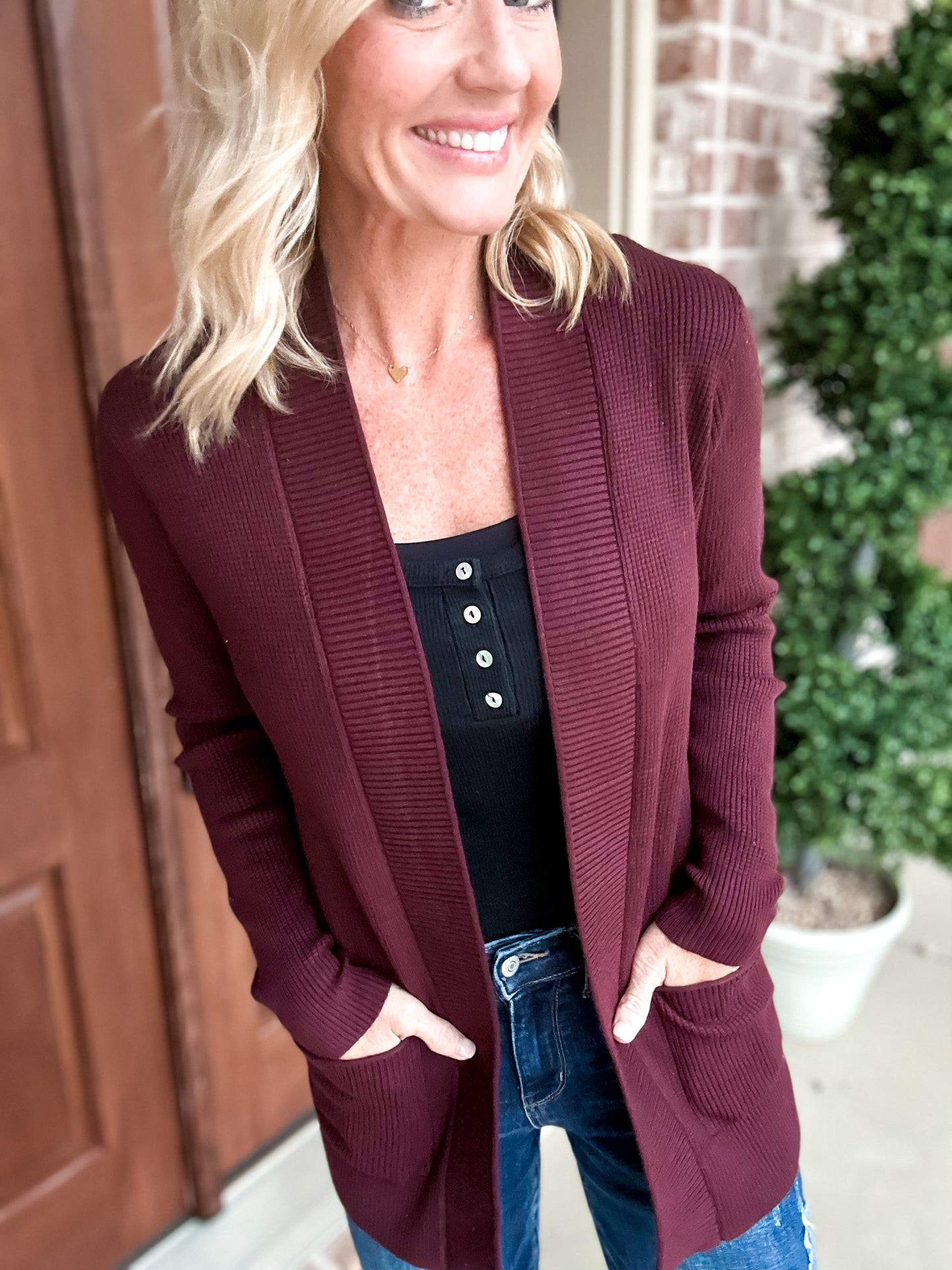 The Fall Color Waffle Knit Staccato Cardigan