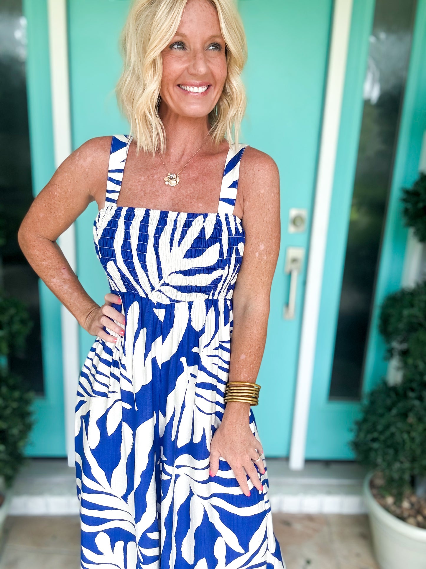 Royal Smocked Jumpsuit
