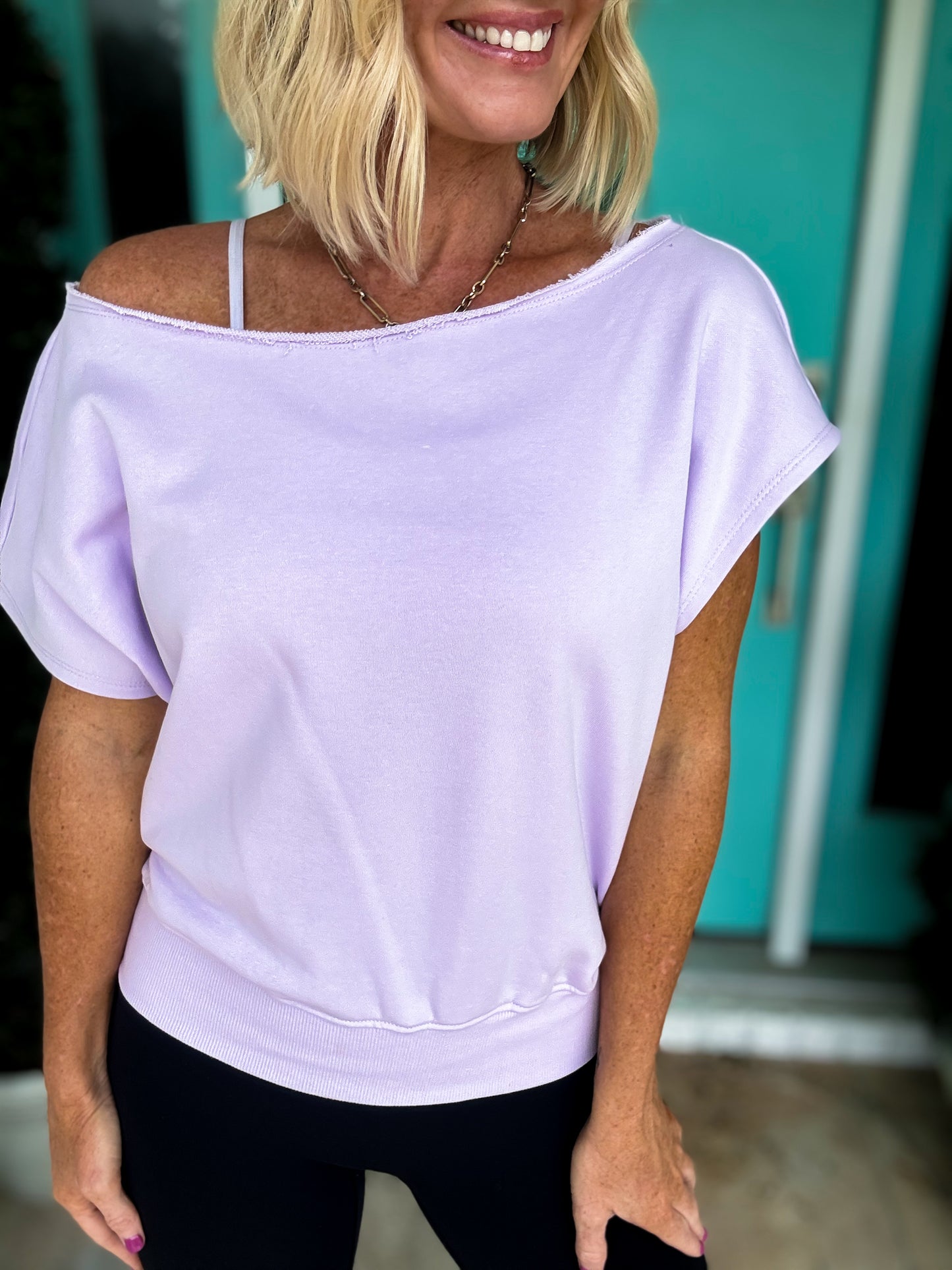 French Terry Off Shoulder Top
