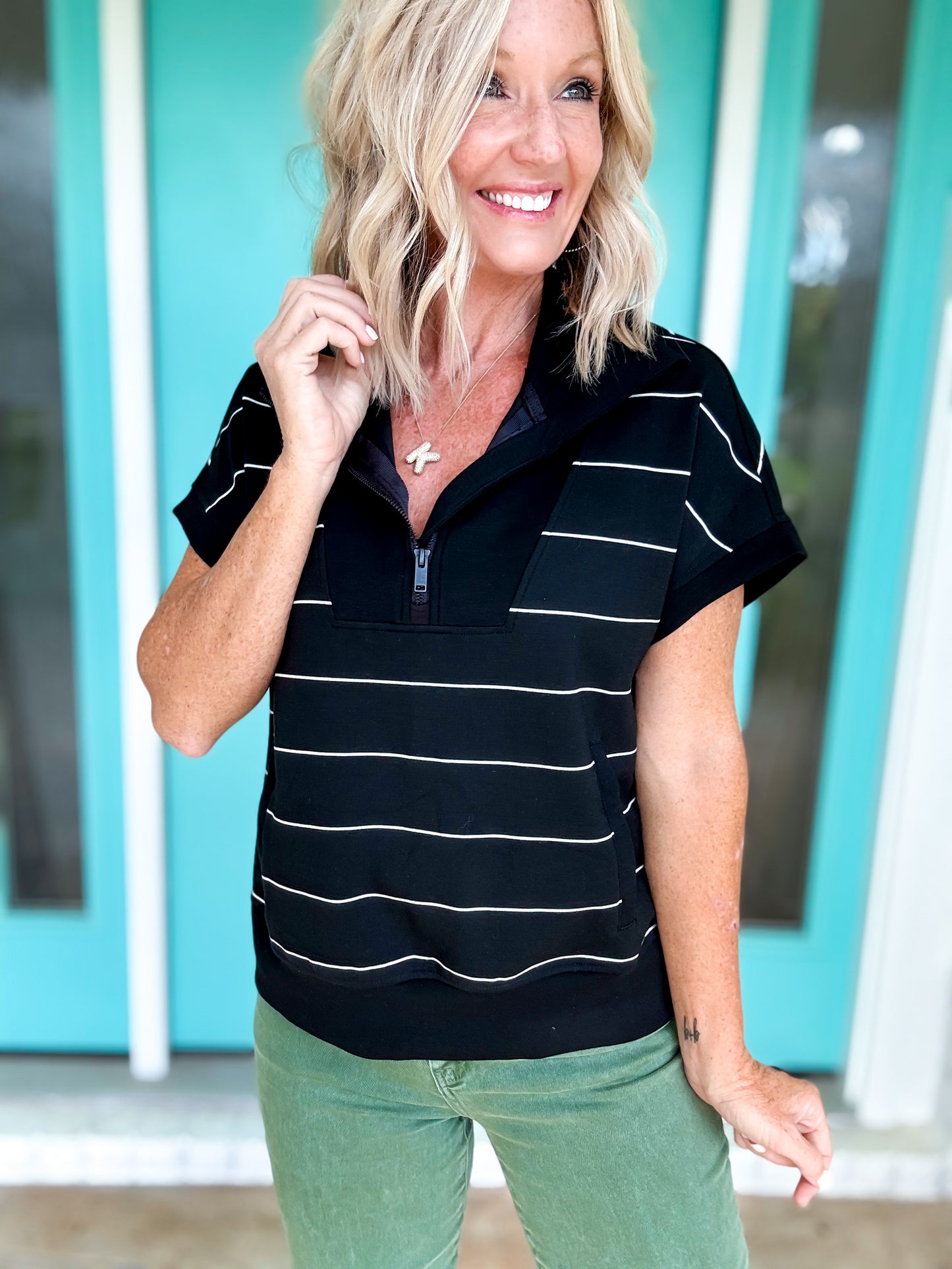 Londyn Luxe Scuba Short Sleeve Pullover