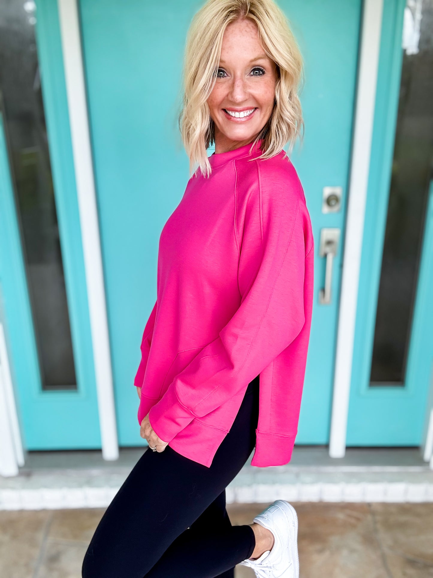 Luxe Side Slit Scuba Pullover