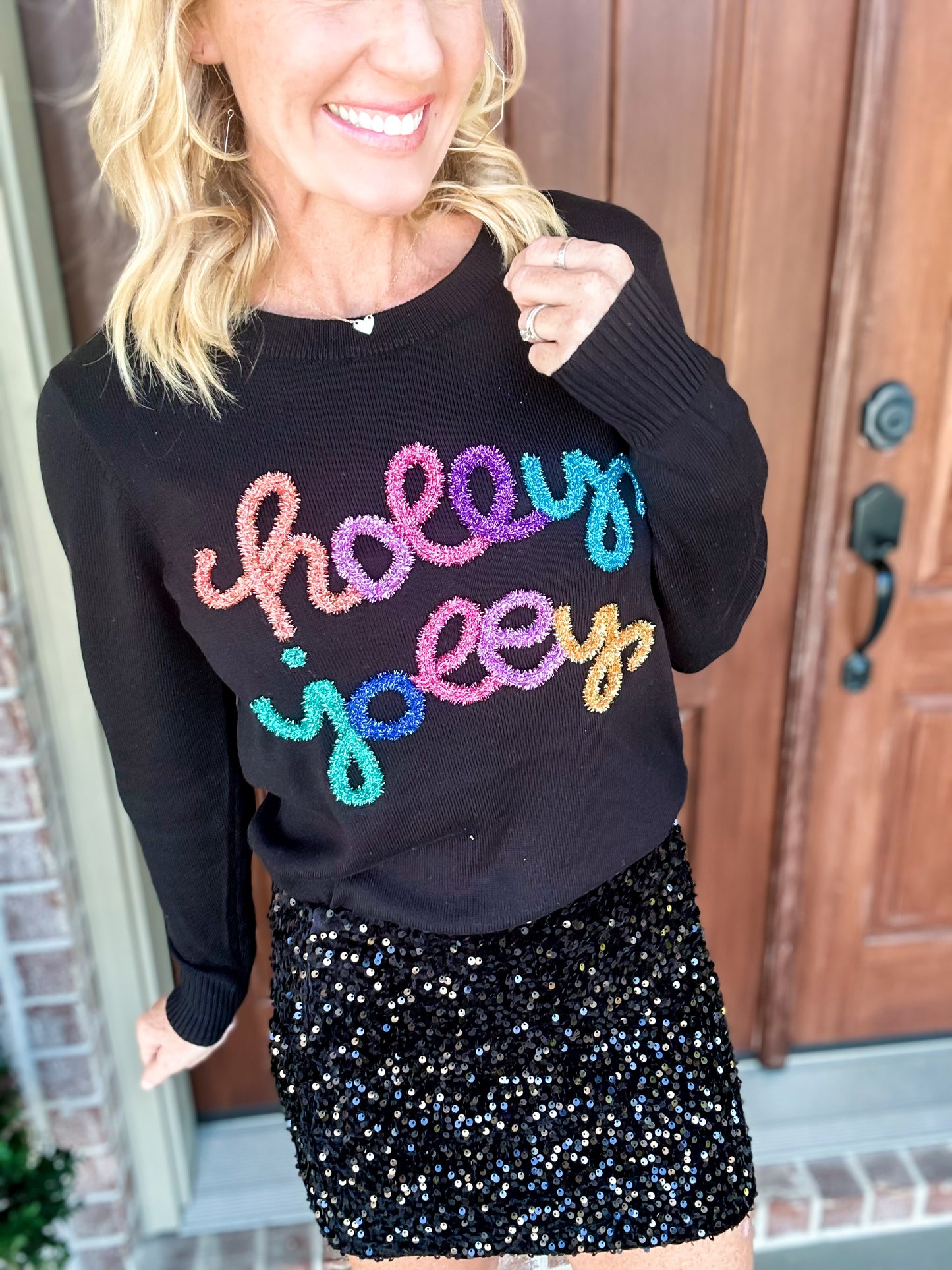 Holly Jolly Glitter Tinsel Sweater
