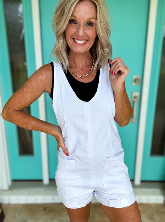 White Sands Stretchy Denim Romper