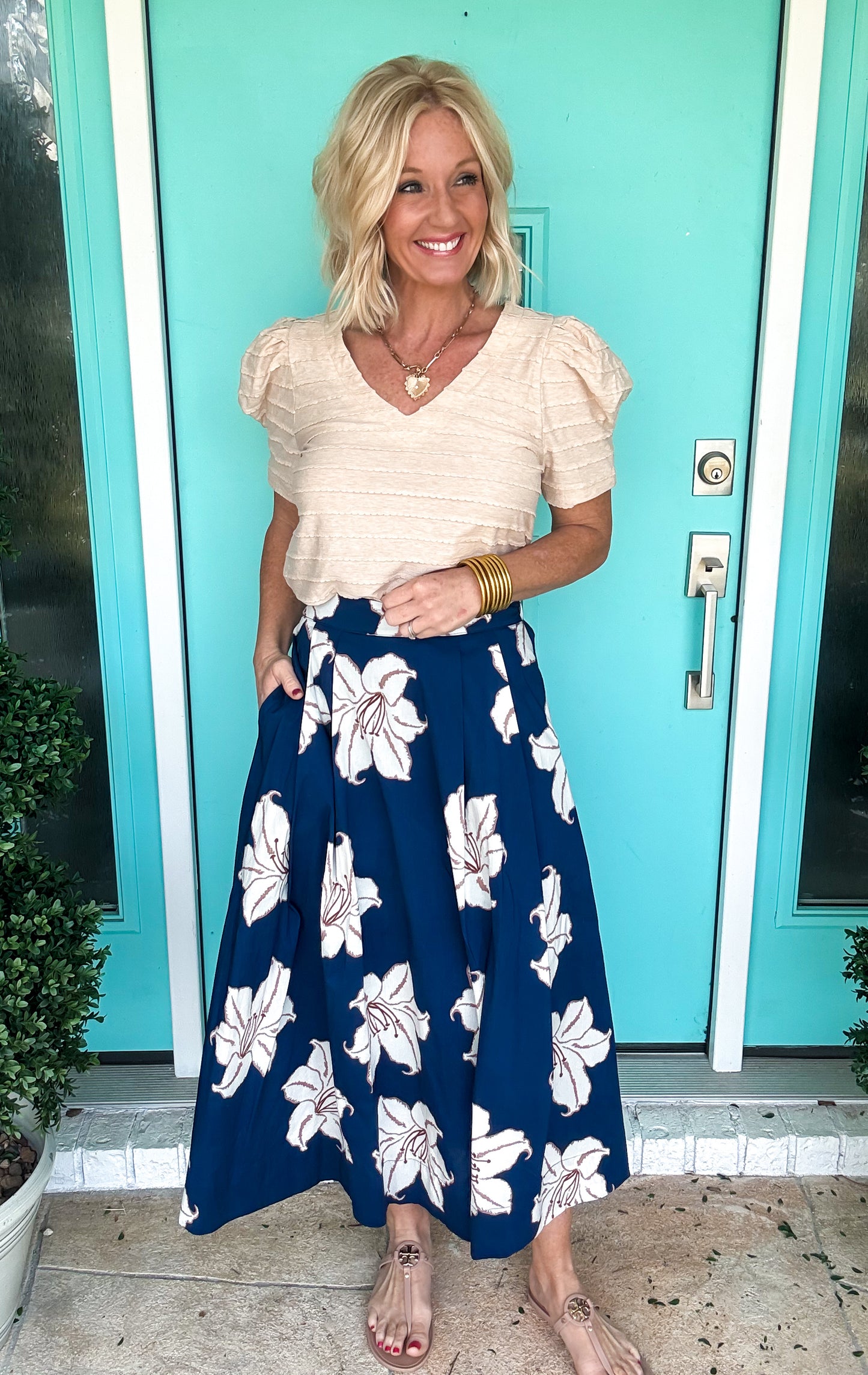 Tanned in Taupe Pleated Puff Top