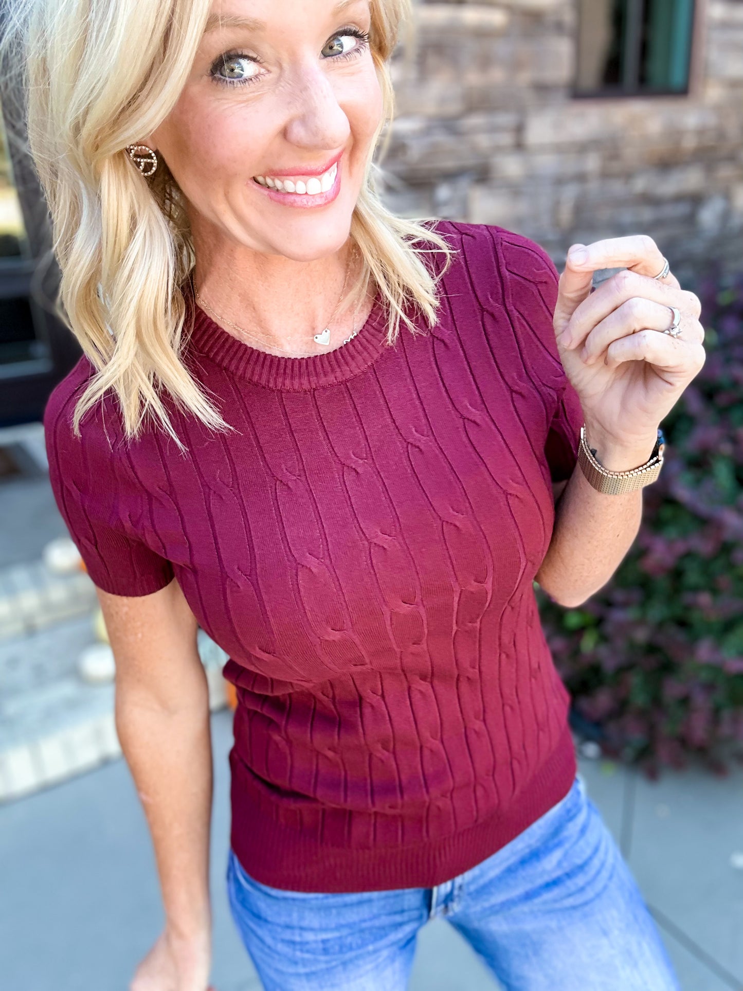 The Carmen Cable Knit SS Sweater