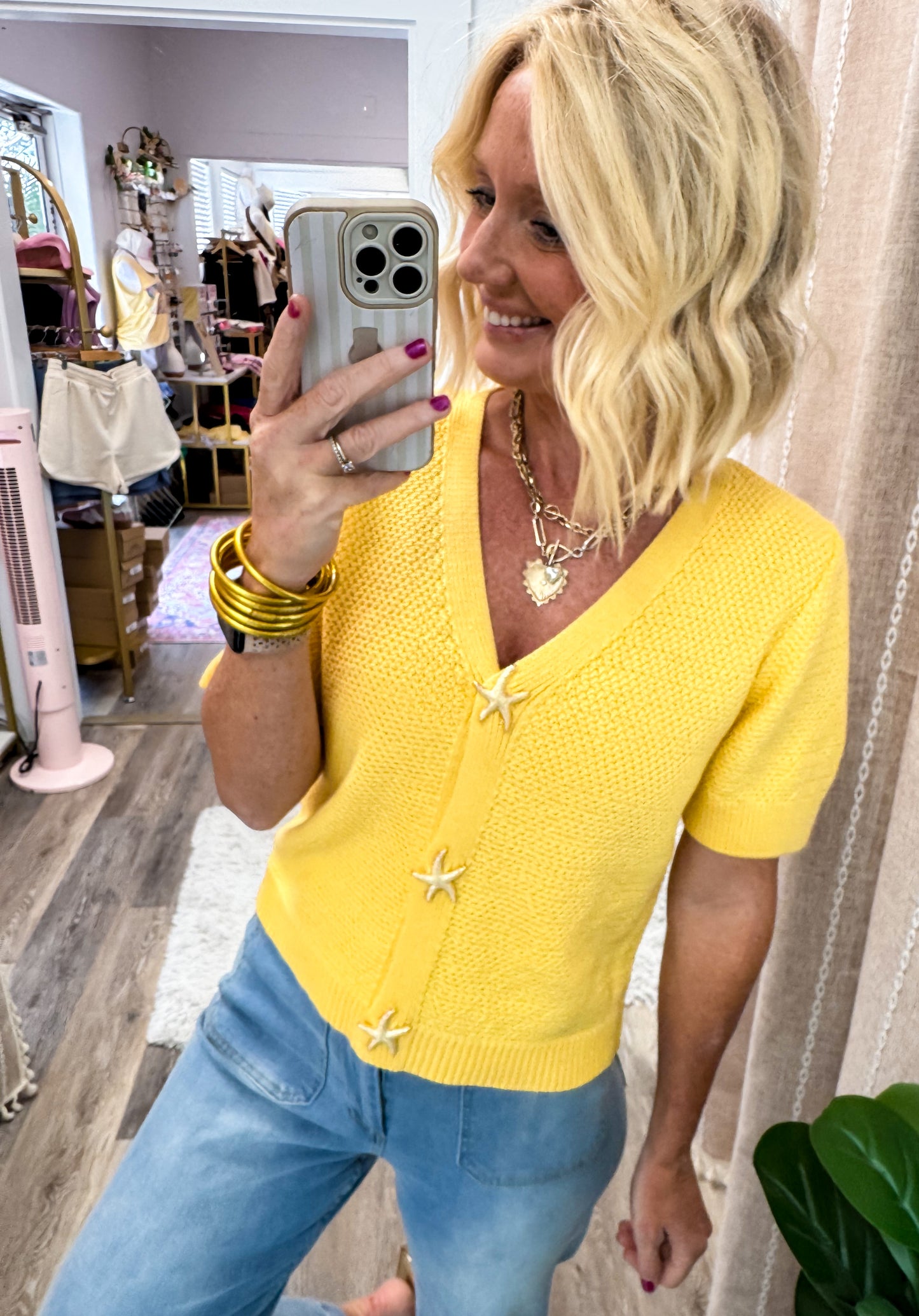 Starfish Gold Button Cardigan