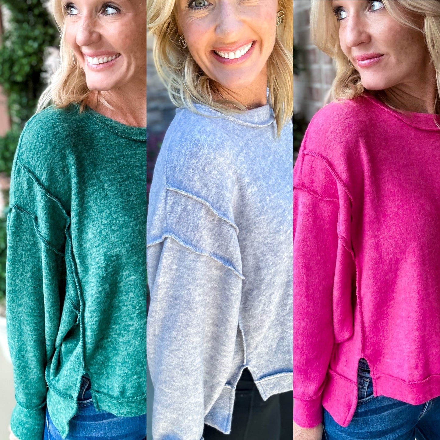 BOXY SOFT Cropped Side Slit Pullover